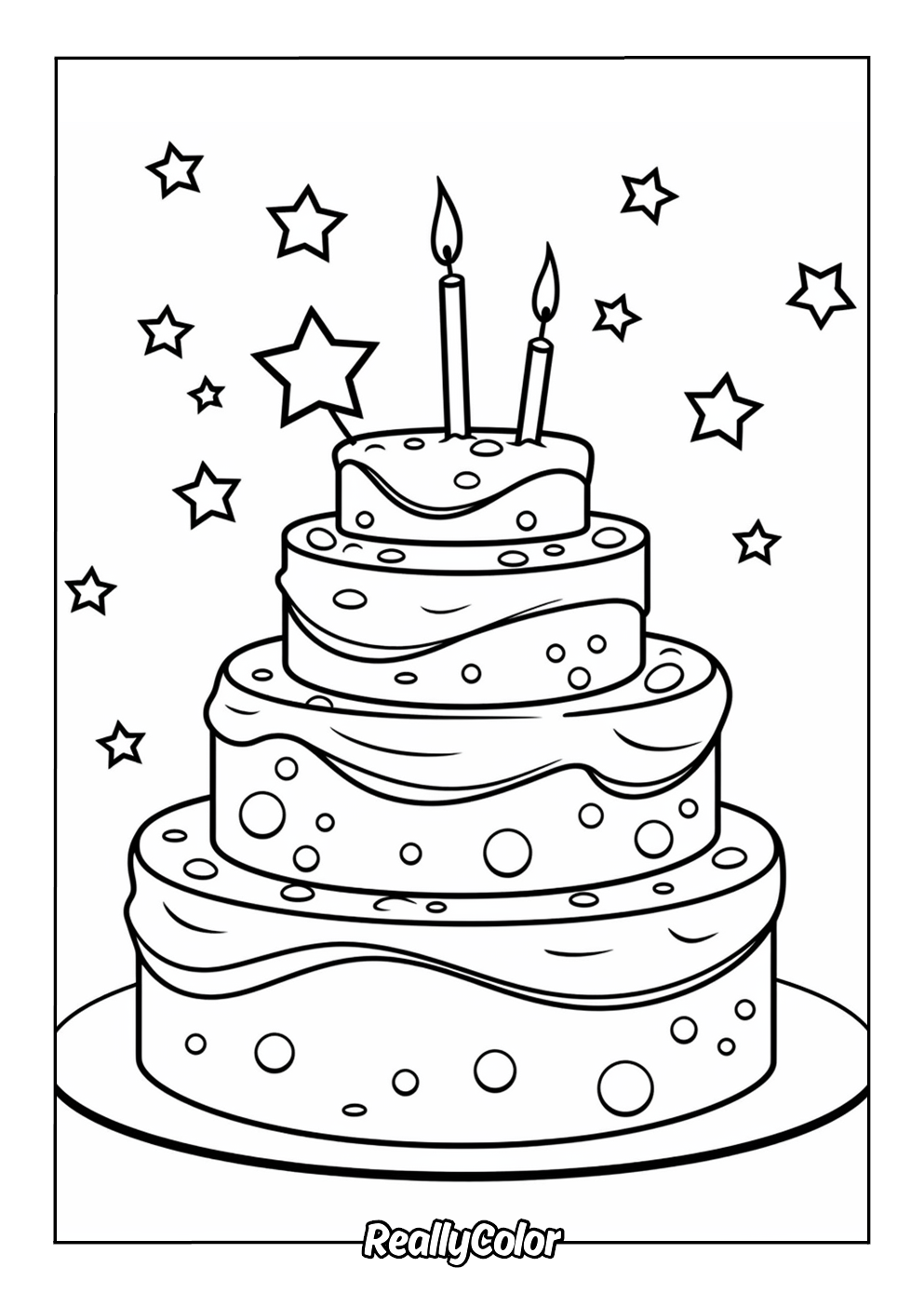 Free birthday cake coloring page