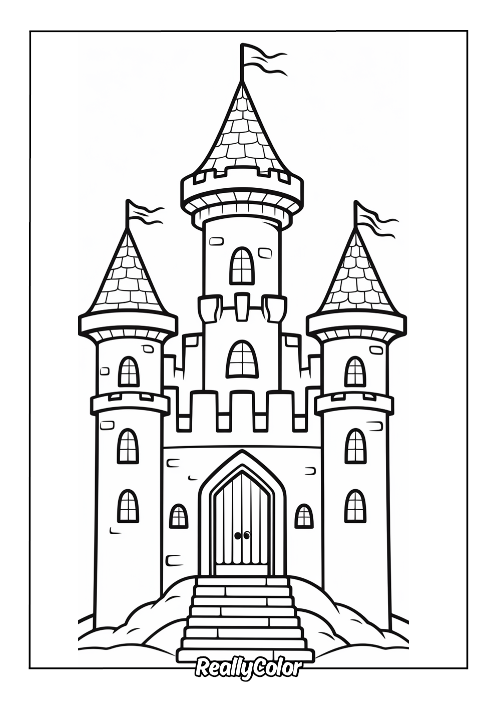 Free castle coloring page for kids