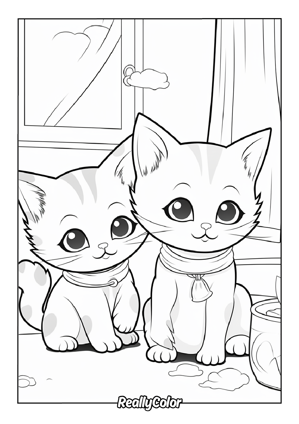 Free cats coloring page to print