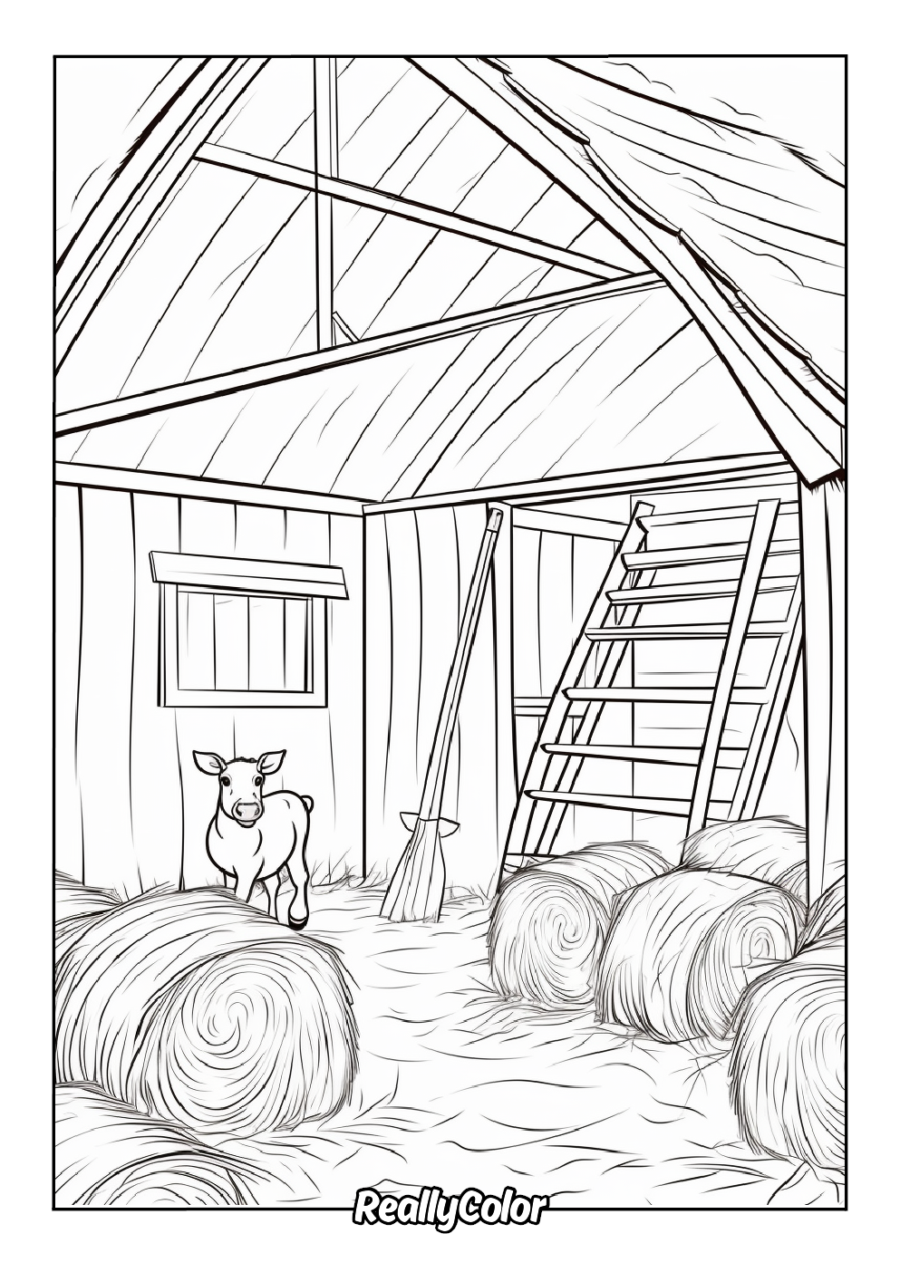 Free coloring page of a barn