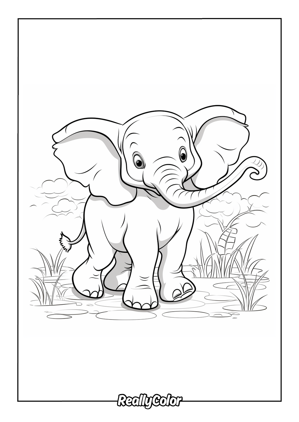 Free coloring page of an elephant