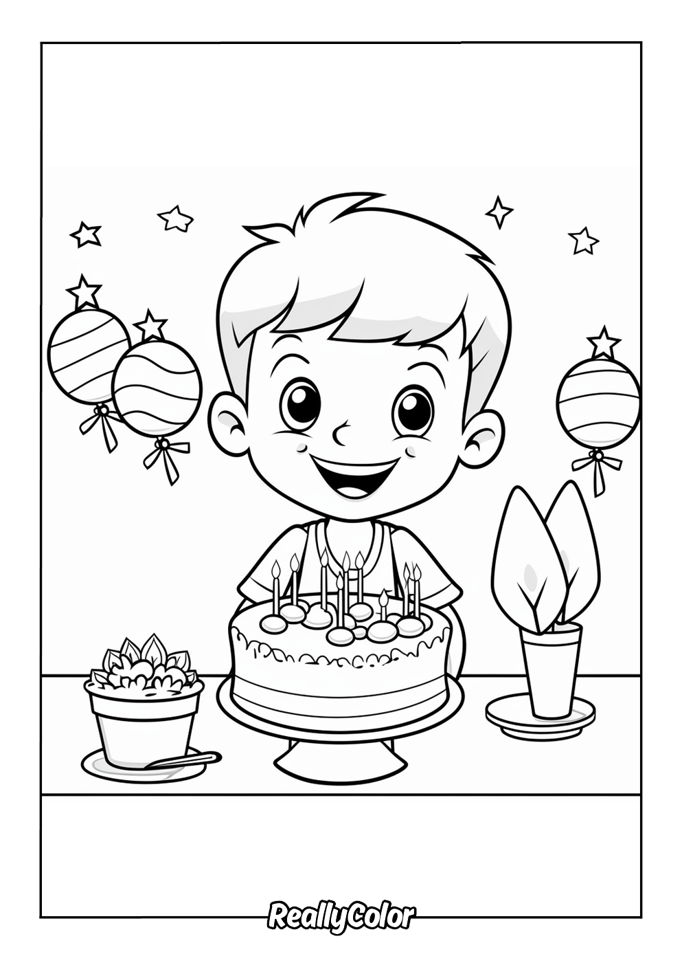 Free printable birthday cake coloring page