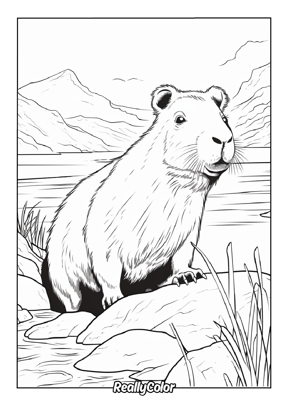Free printable capybara coloring page