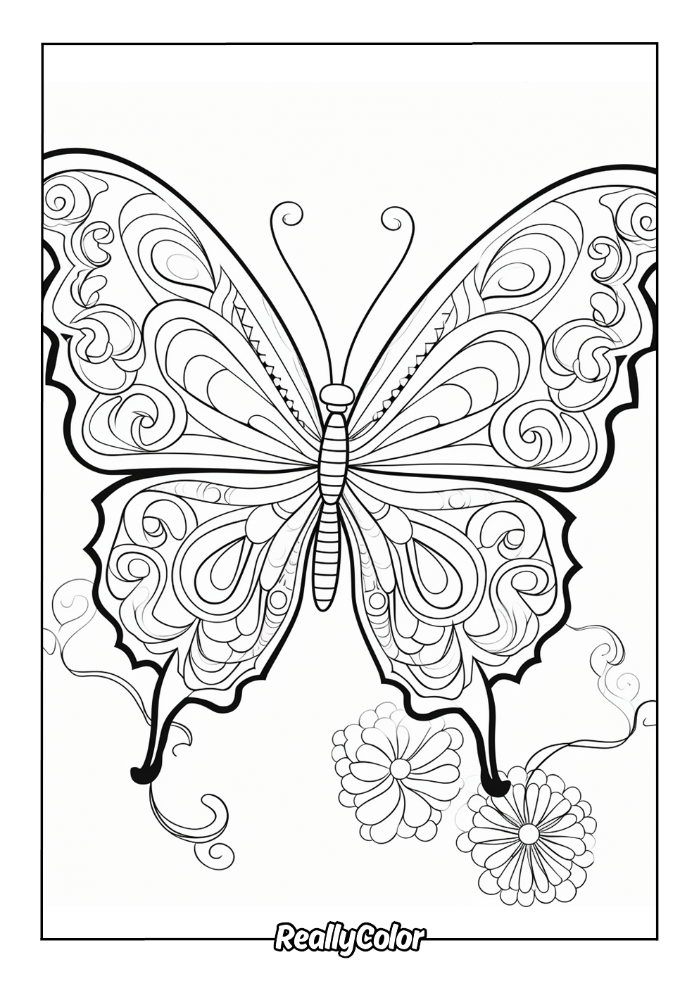 Free printable coloring page of a decorated butterfly