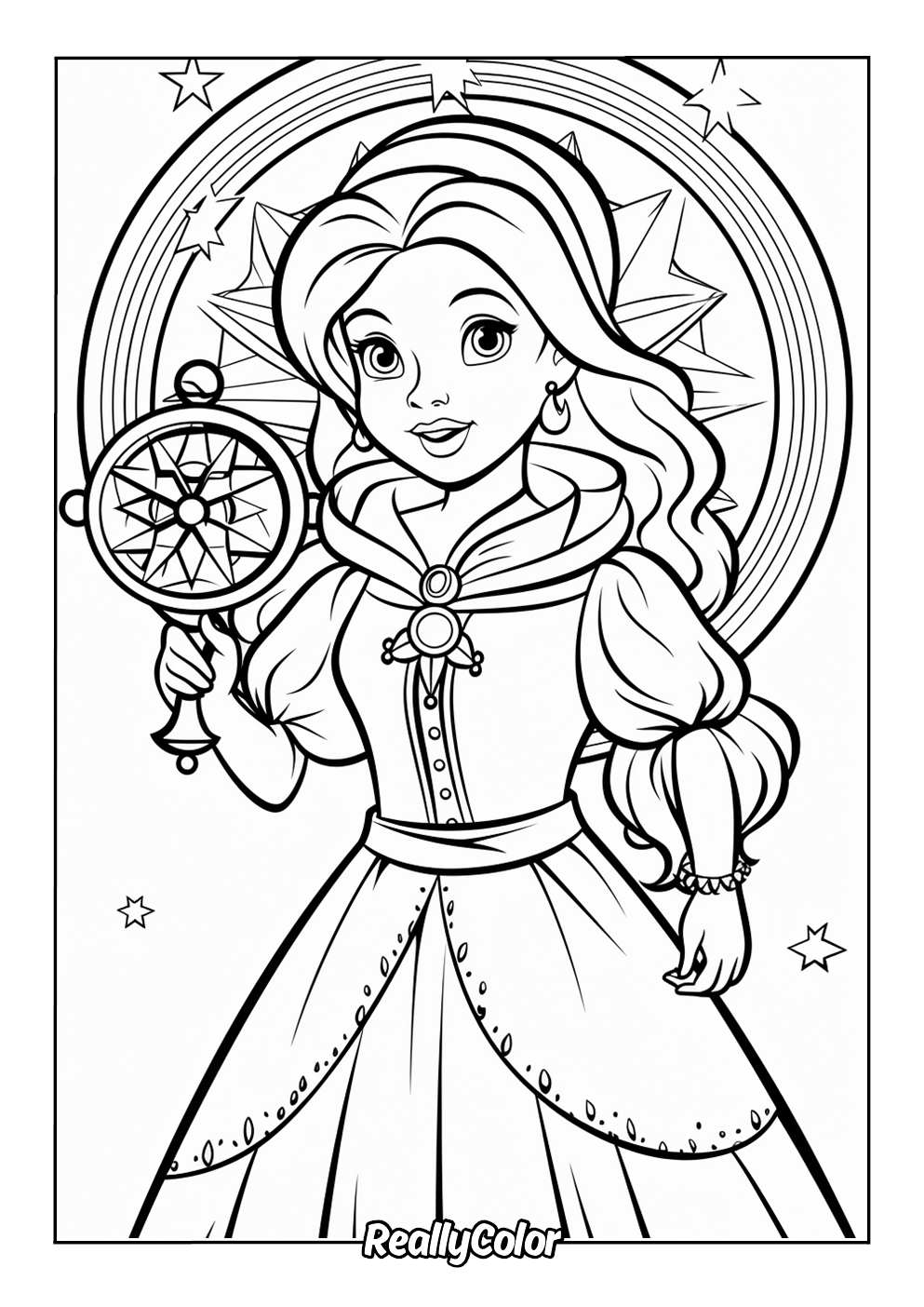 Free printable coloring page of a princess