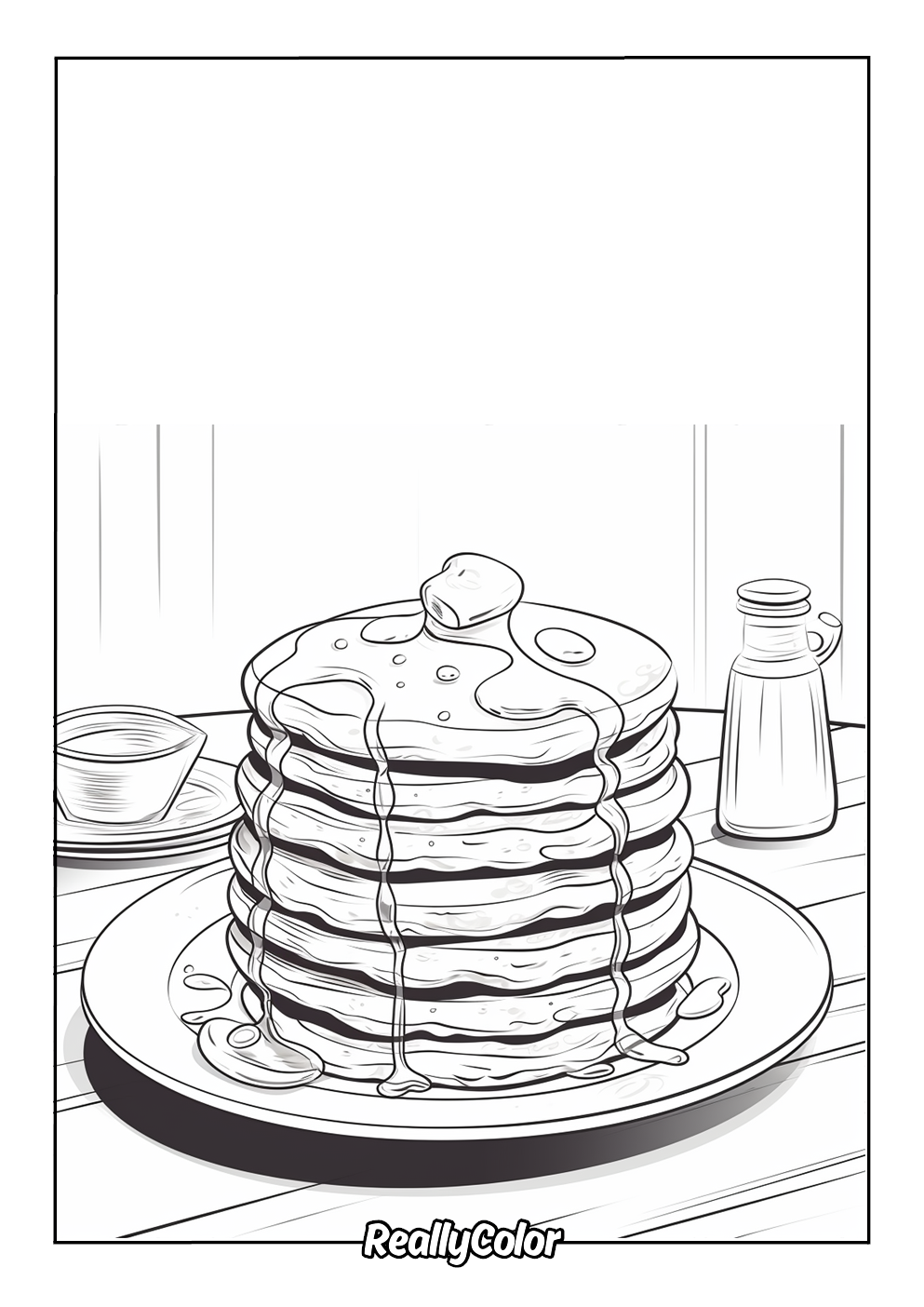 Free printable coloring picture of tasty pancakes