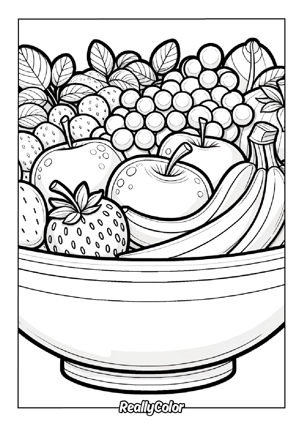Free printable fruit basket coloring page