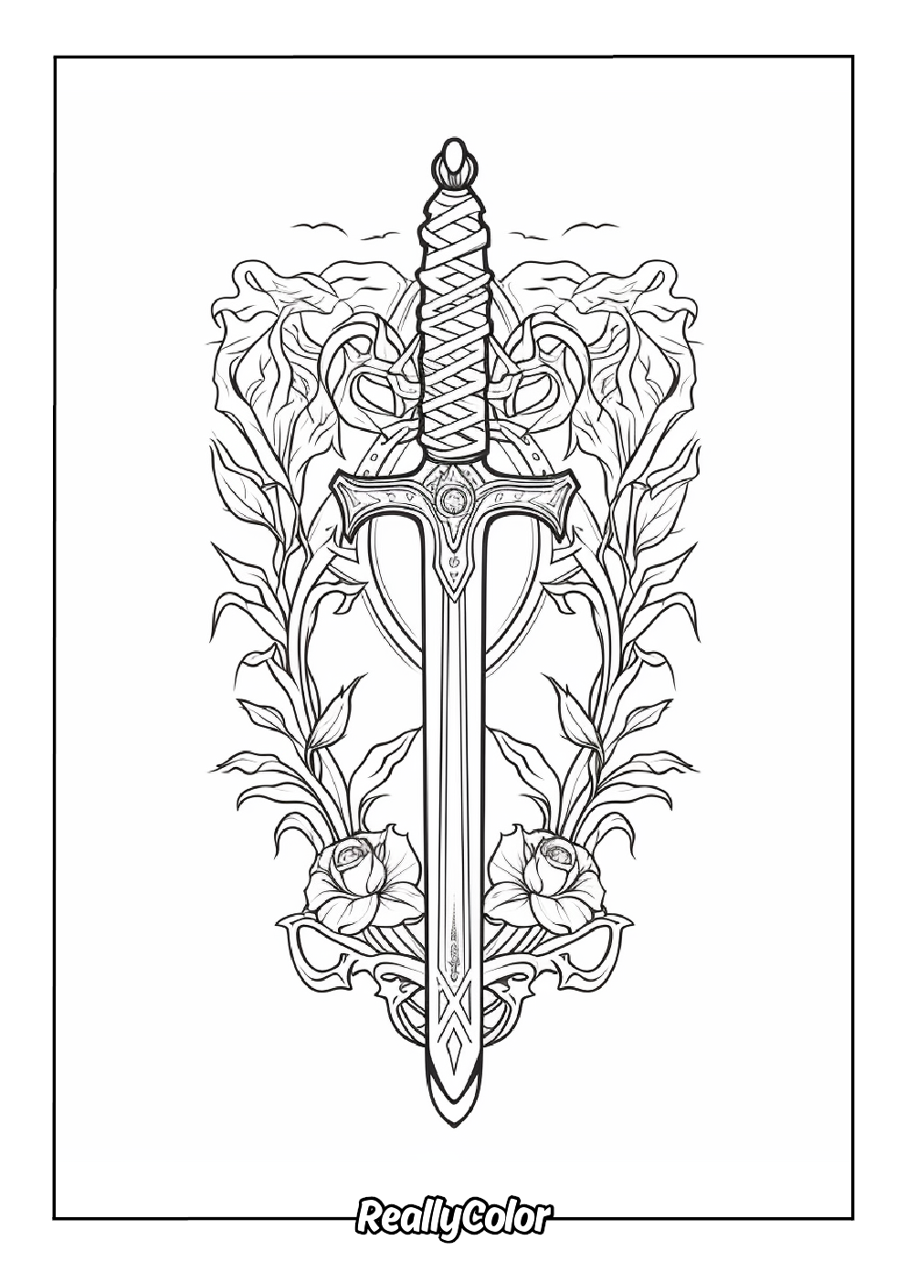 Free printable pdf of a sword coloring page