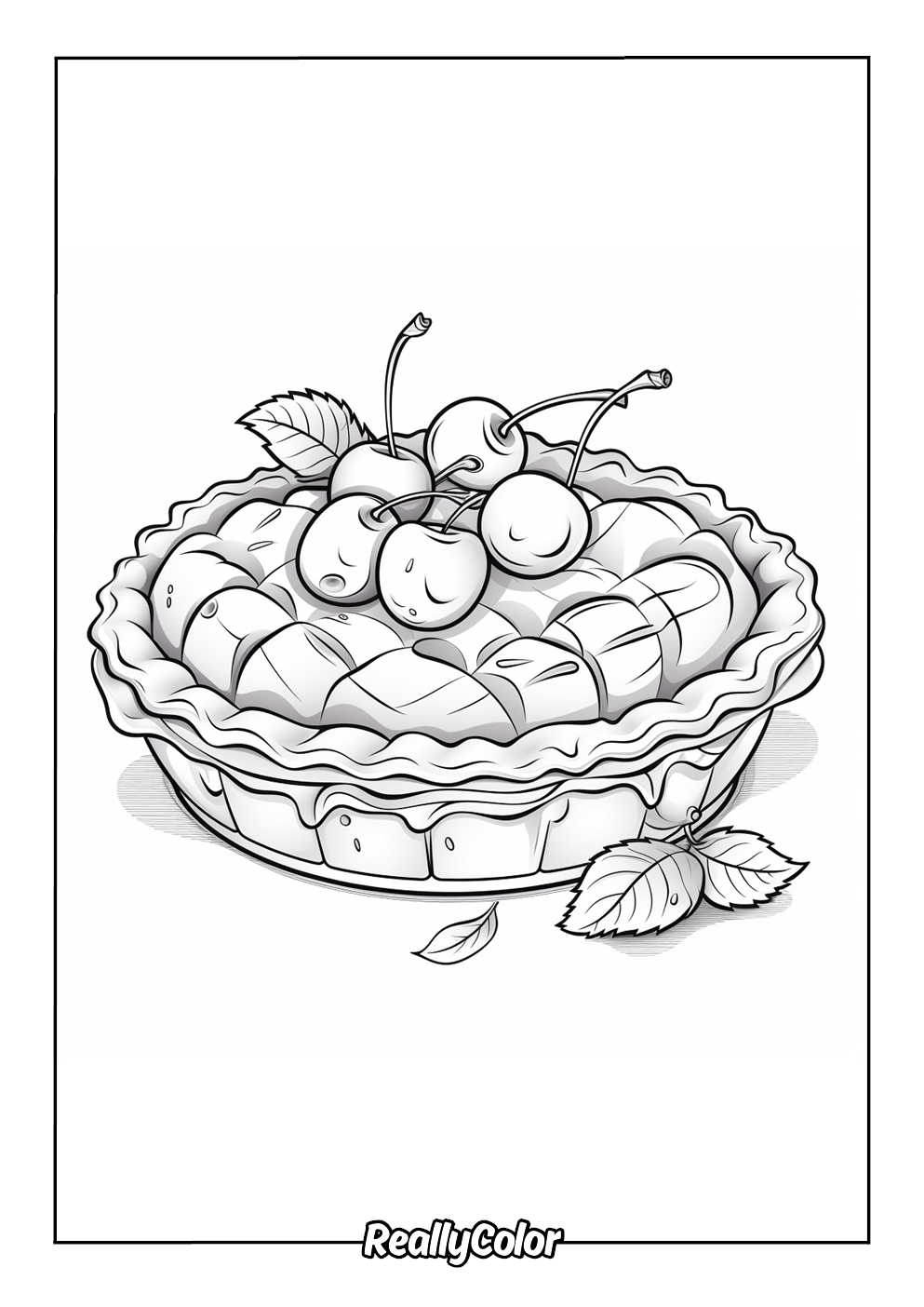 Free printable pie coloring page for kids