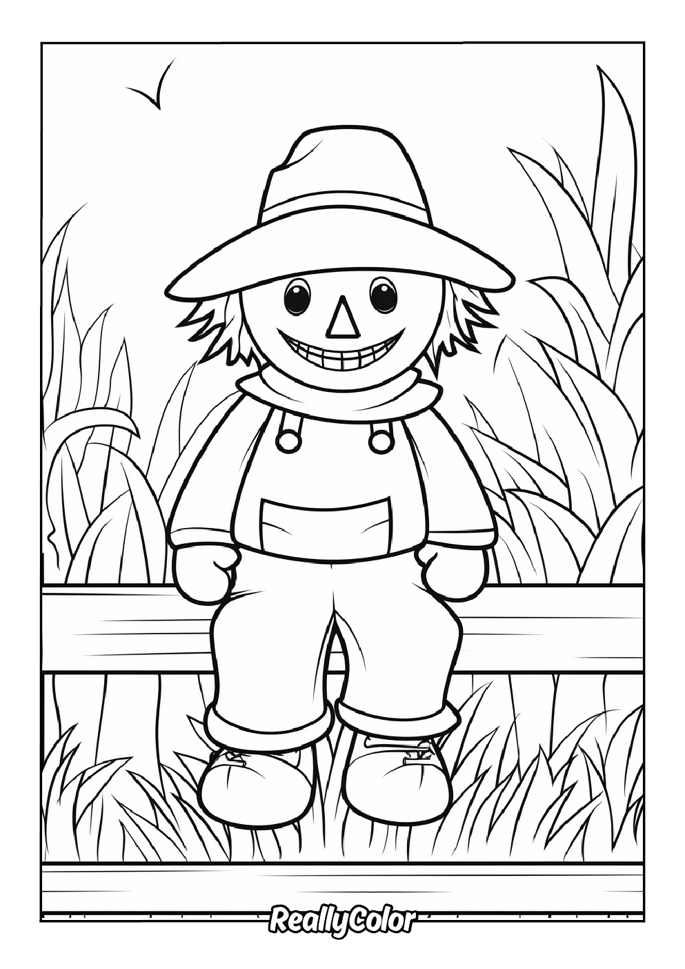 Free scarecrow coloring page