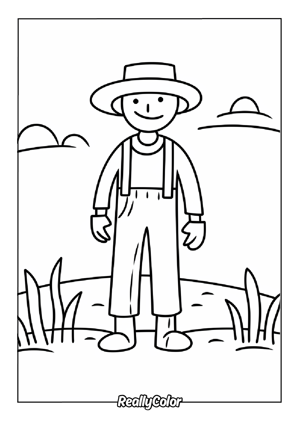 Free simple farmer color page