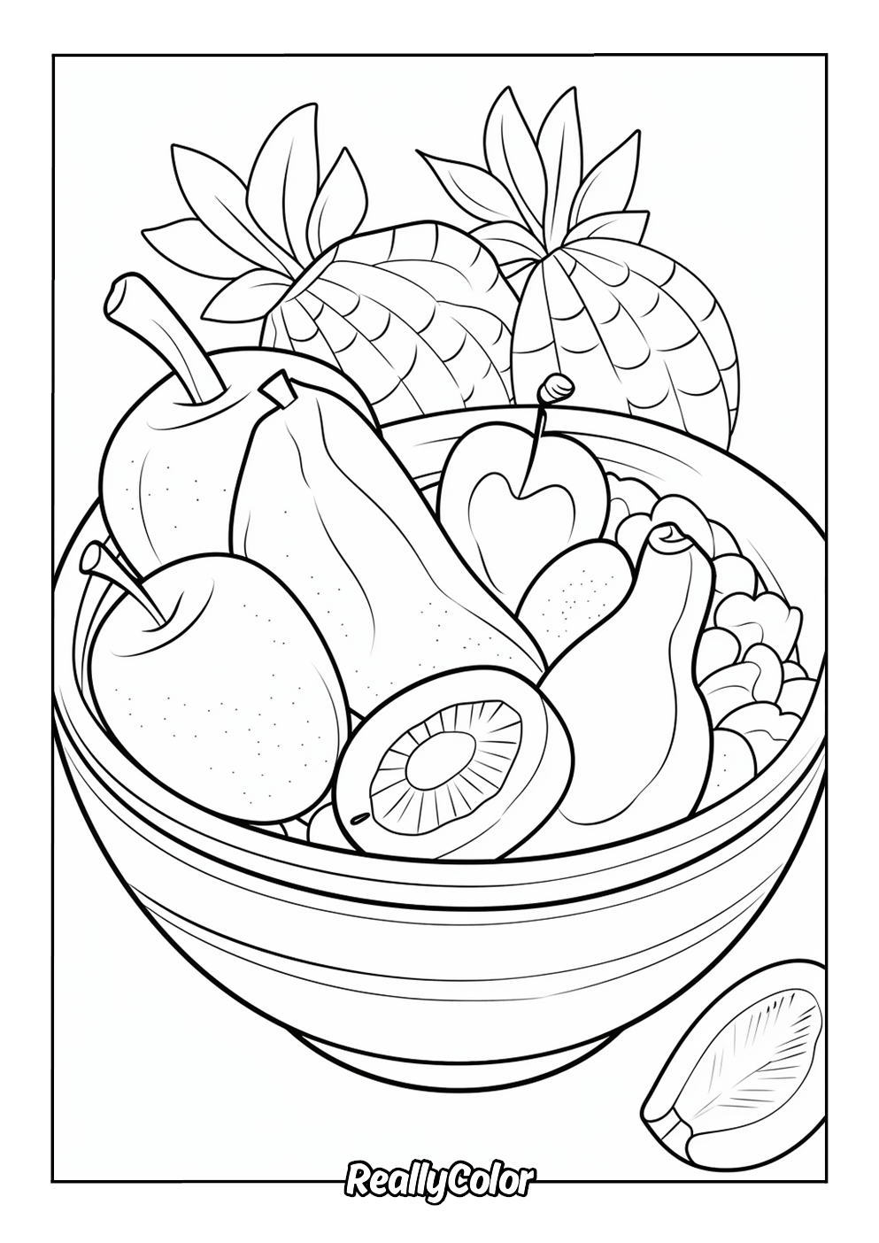 Fruit bowl printable pdf color page