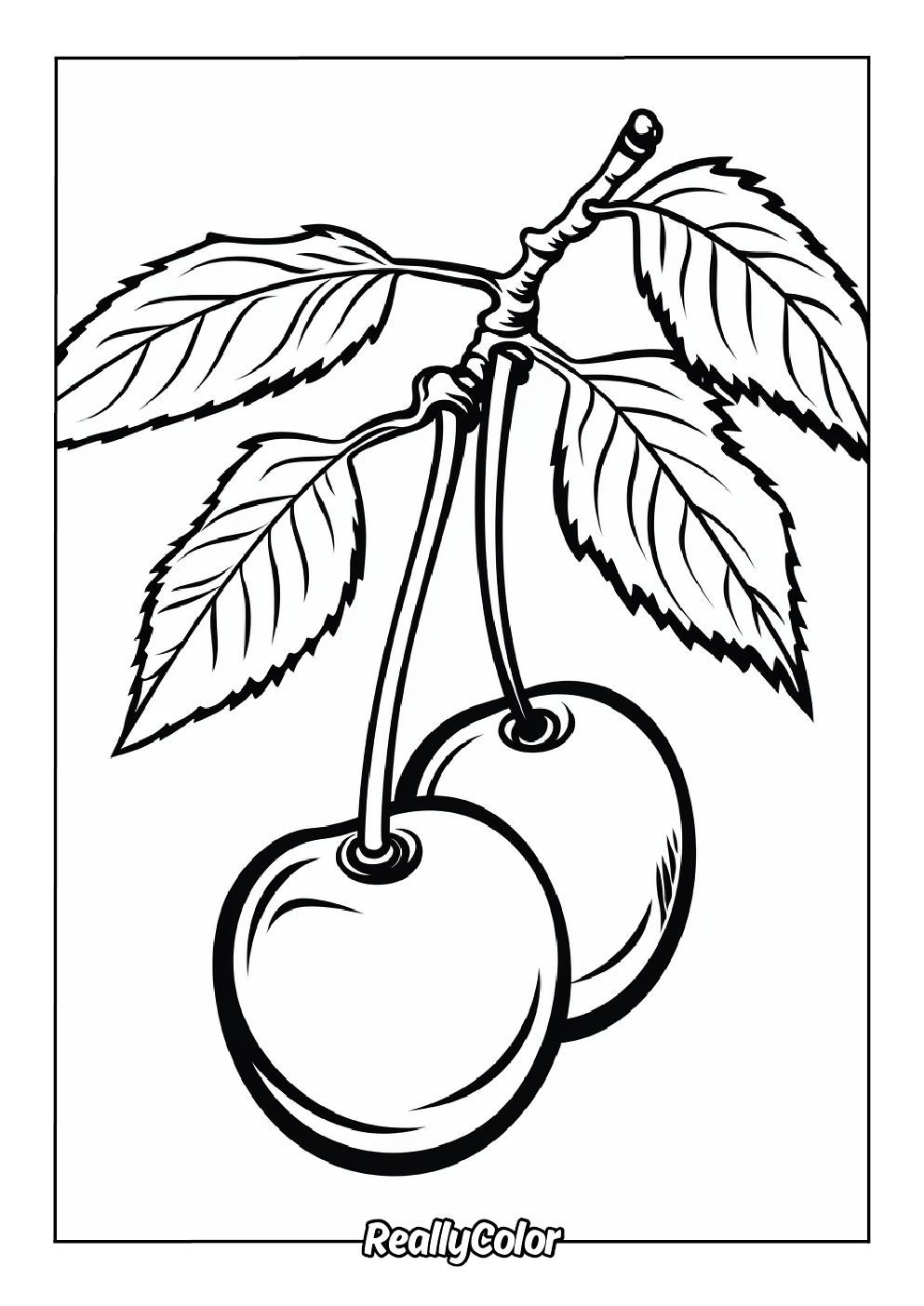Fun and easy coloring page of cherry