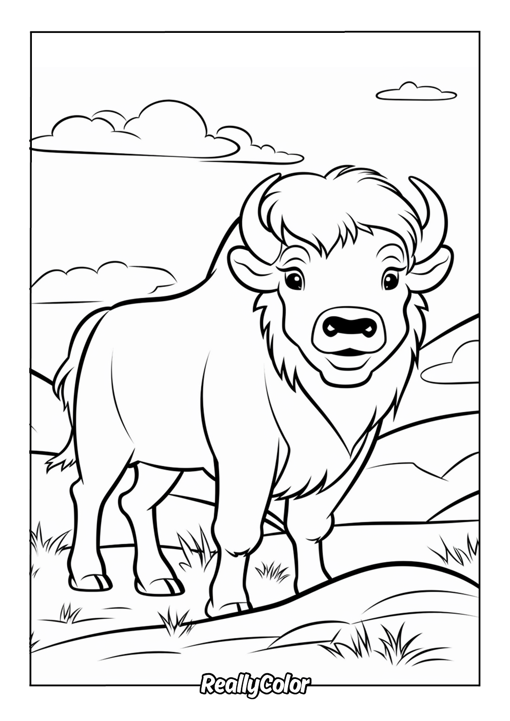 Fun bison coloring page for kids