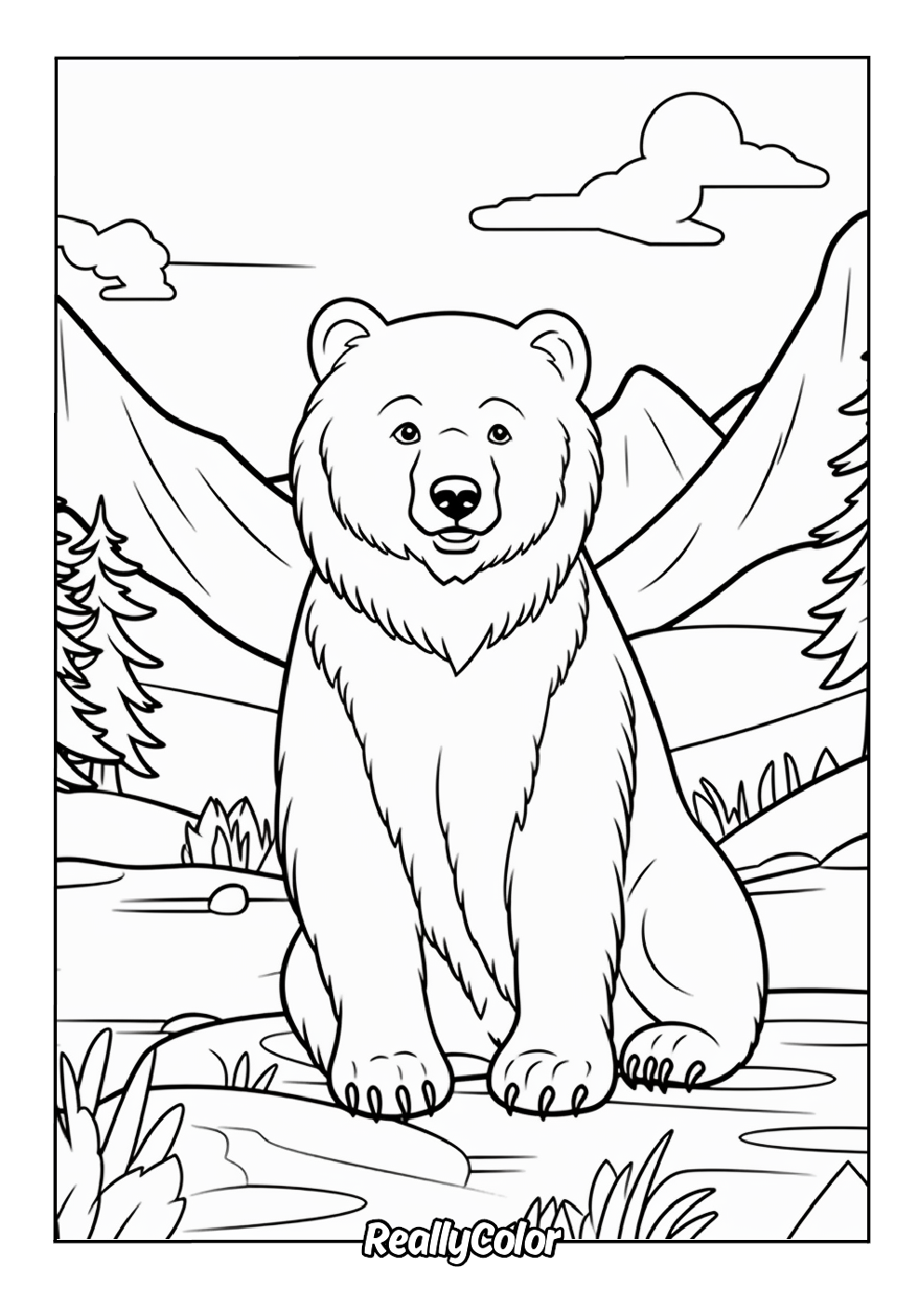 Fun coloring page of a bear
