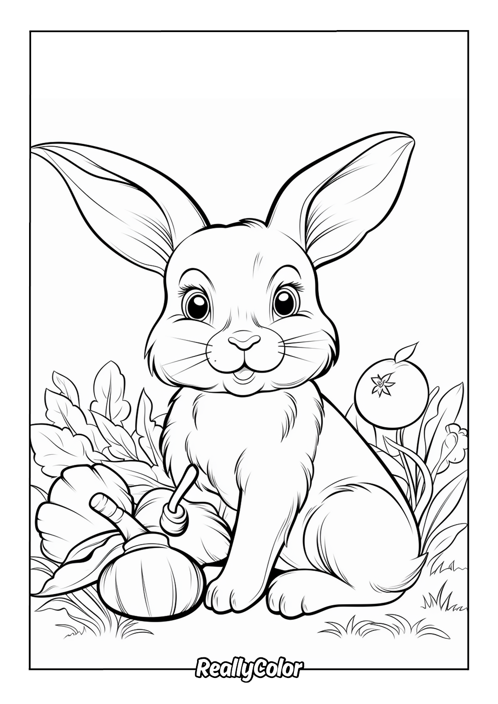 Fun coloring page of a bunny