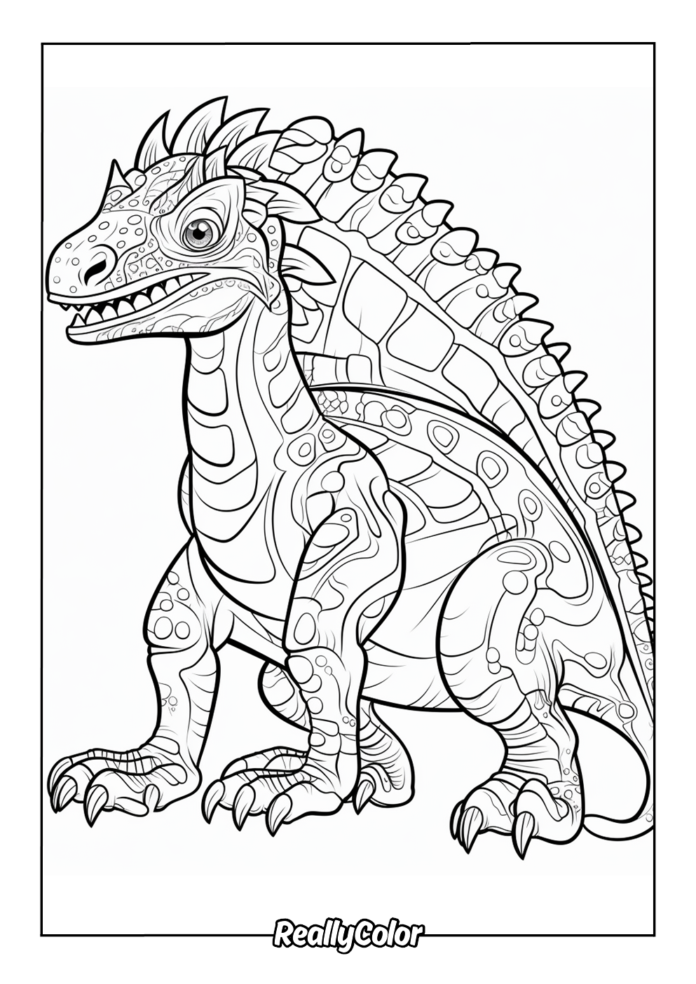 Fun coloring page of a dinosaur