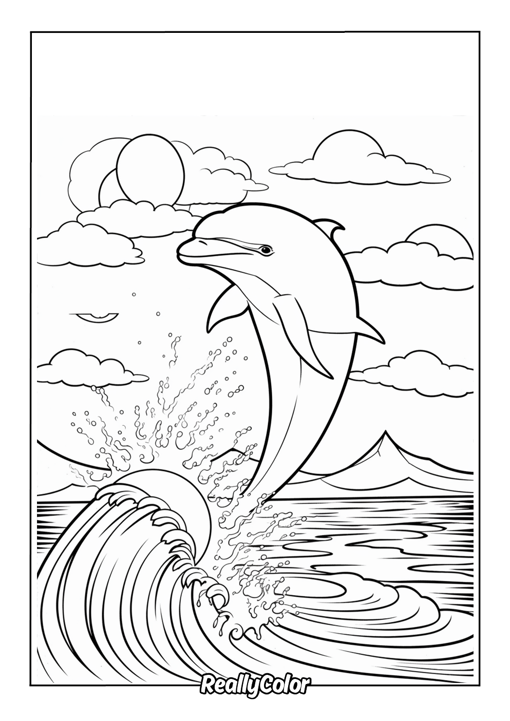 Fun coloring page of a dolphin