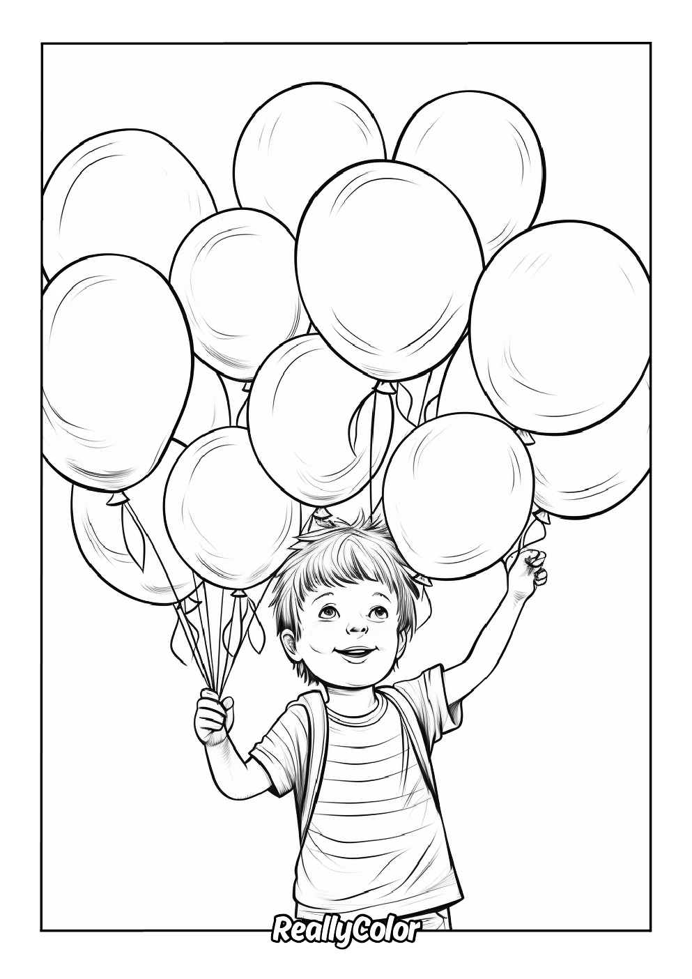 Fun coloring page of balloons