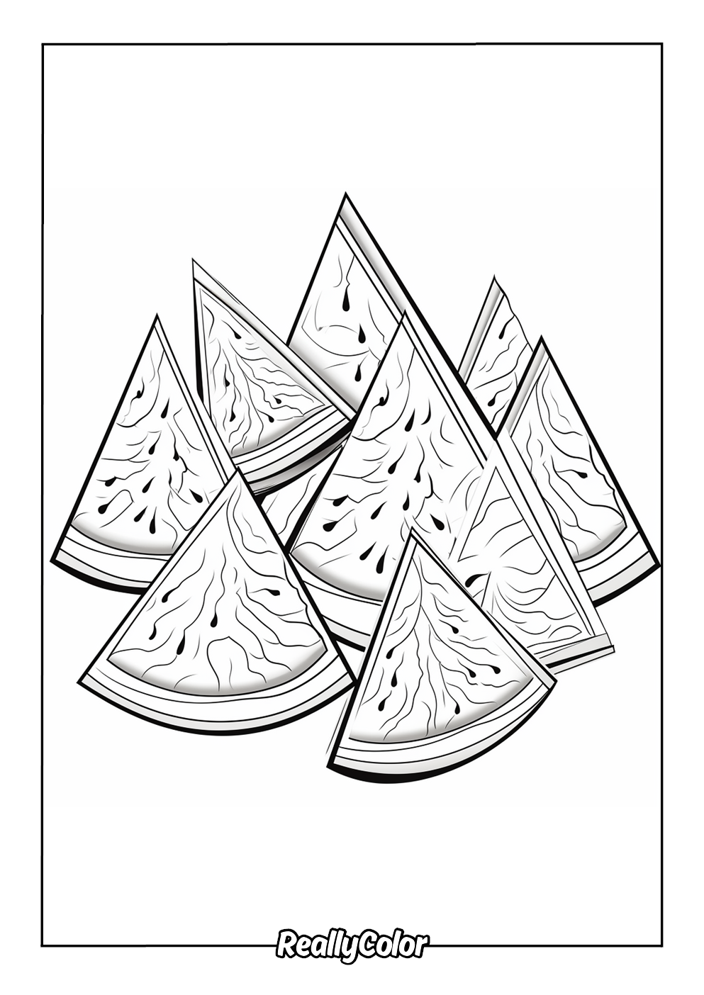 Fun coloring page of watermelons