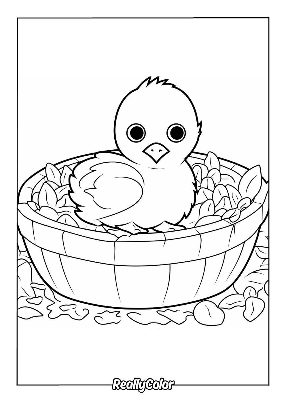 Fun kids coloring page of a chick