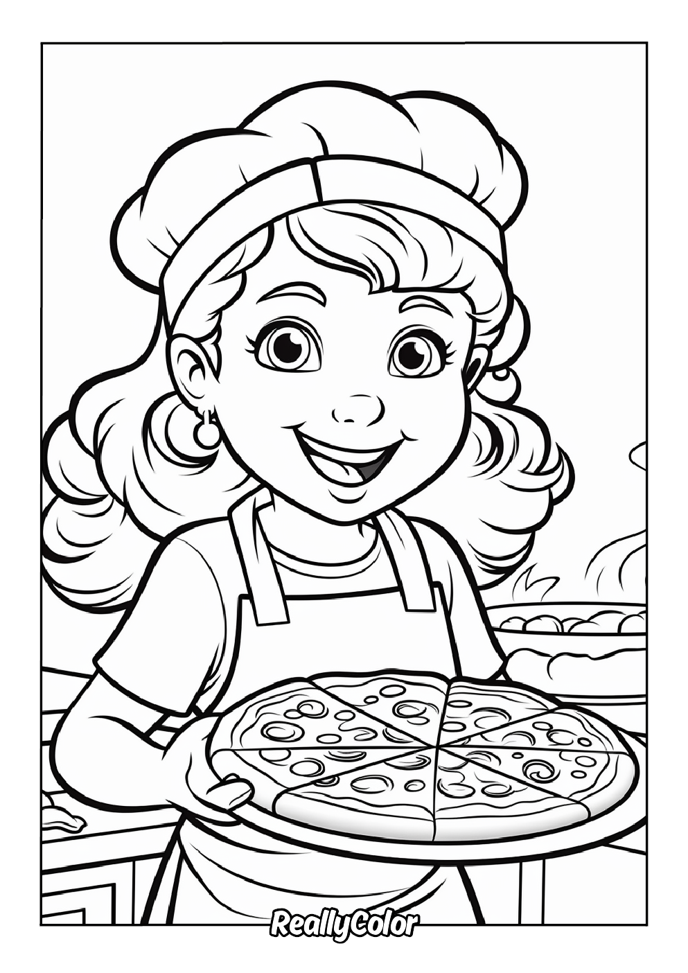 Fun pizza coloring page