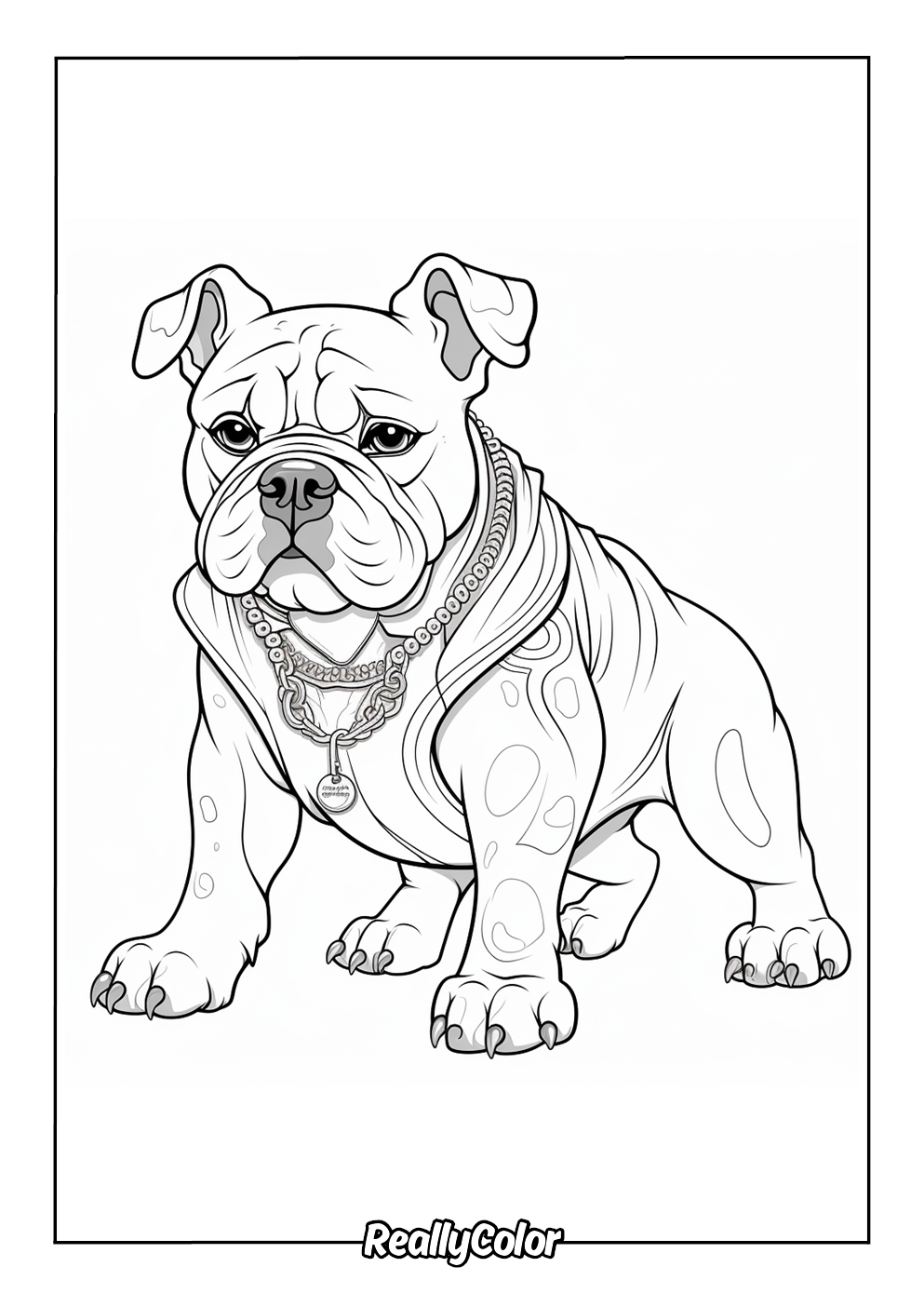 Gangster bulldog coloring page
