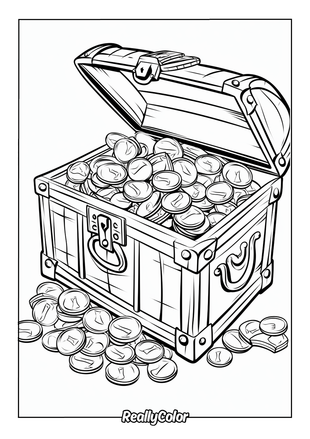 Gold coins coloring page