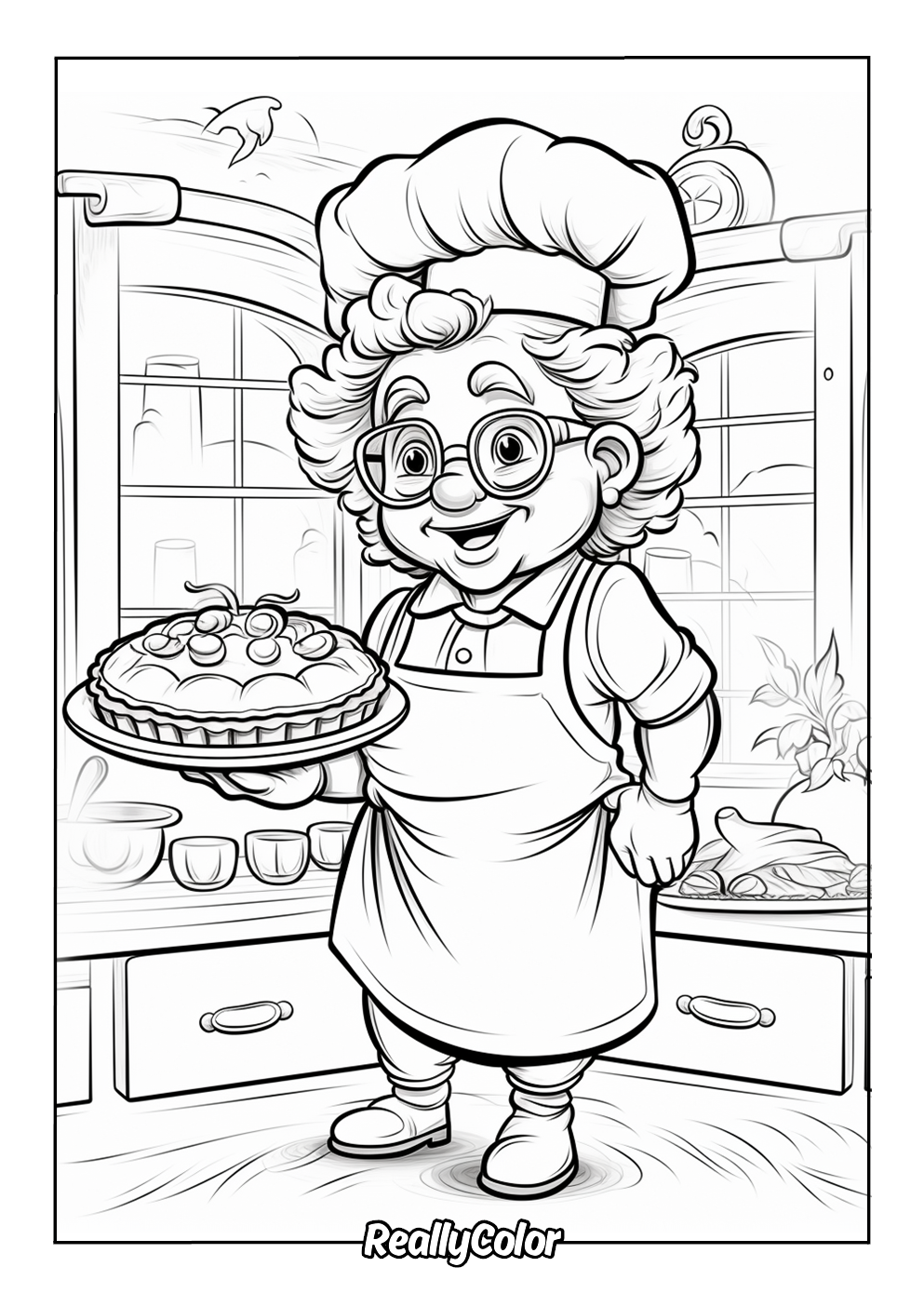 Grandma's pie coloring page