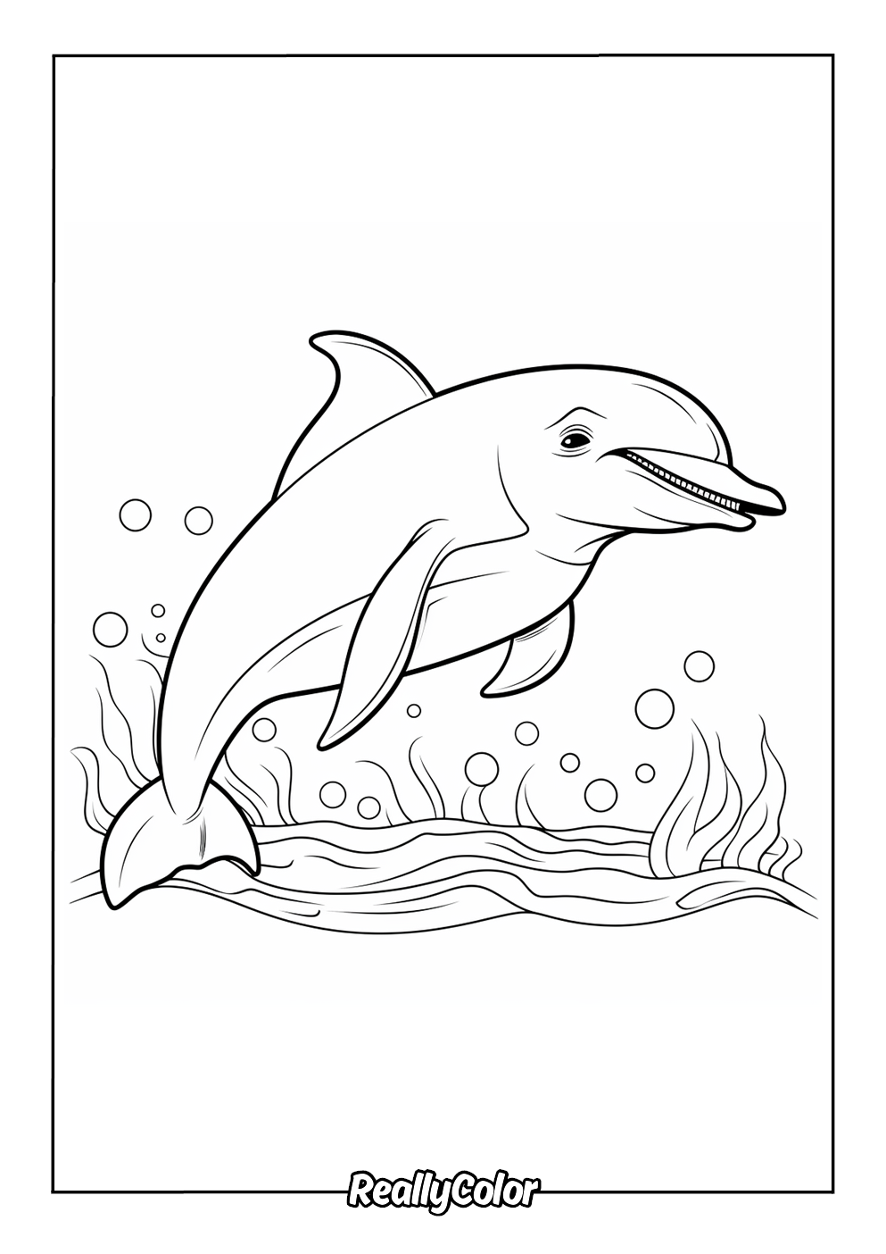 Happy dolphin for coloring
