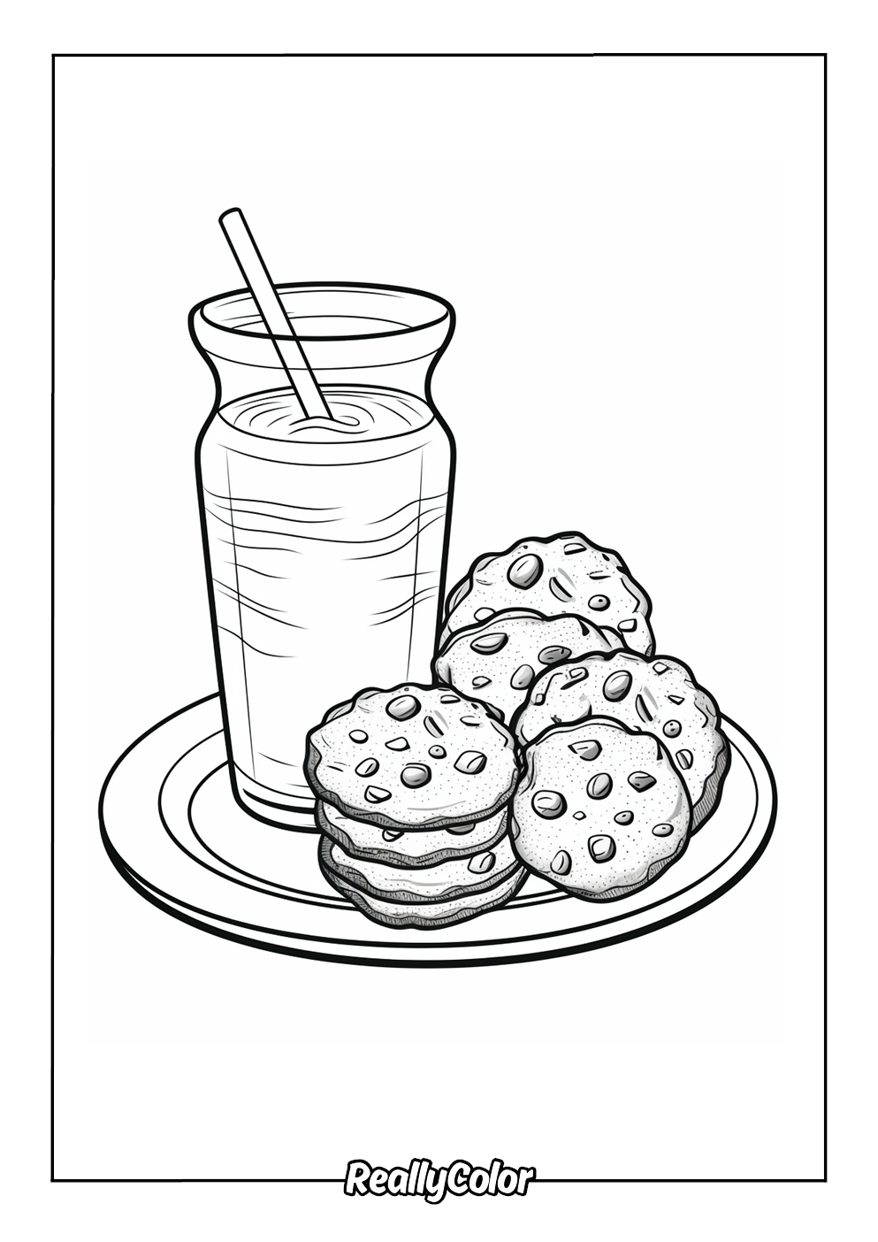 Iced coffee and cookies coloring page