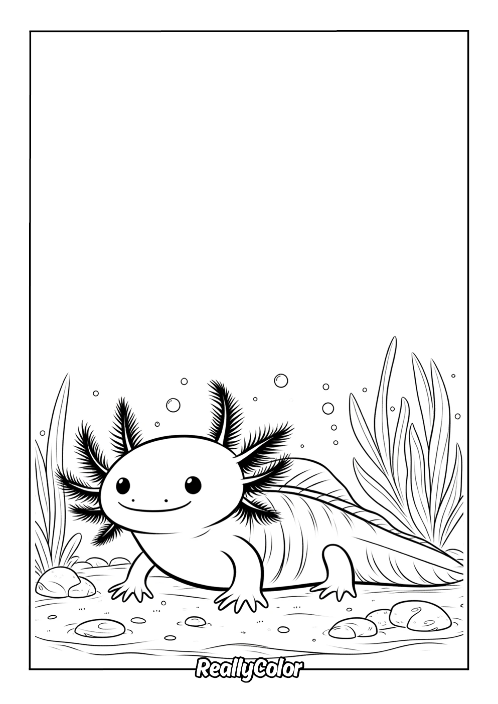 Kawaii axolotl coloring page