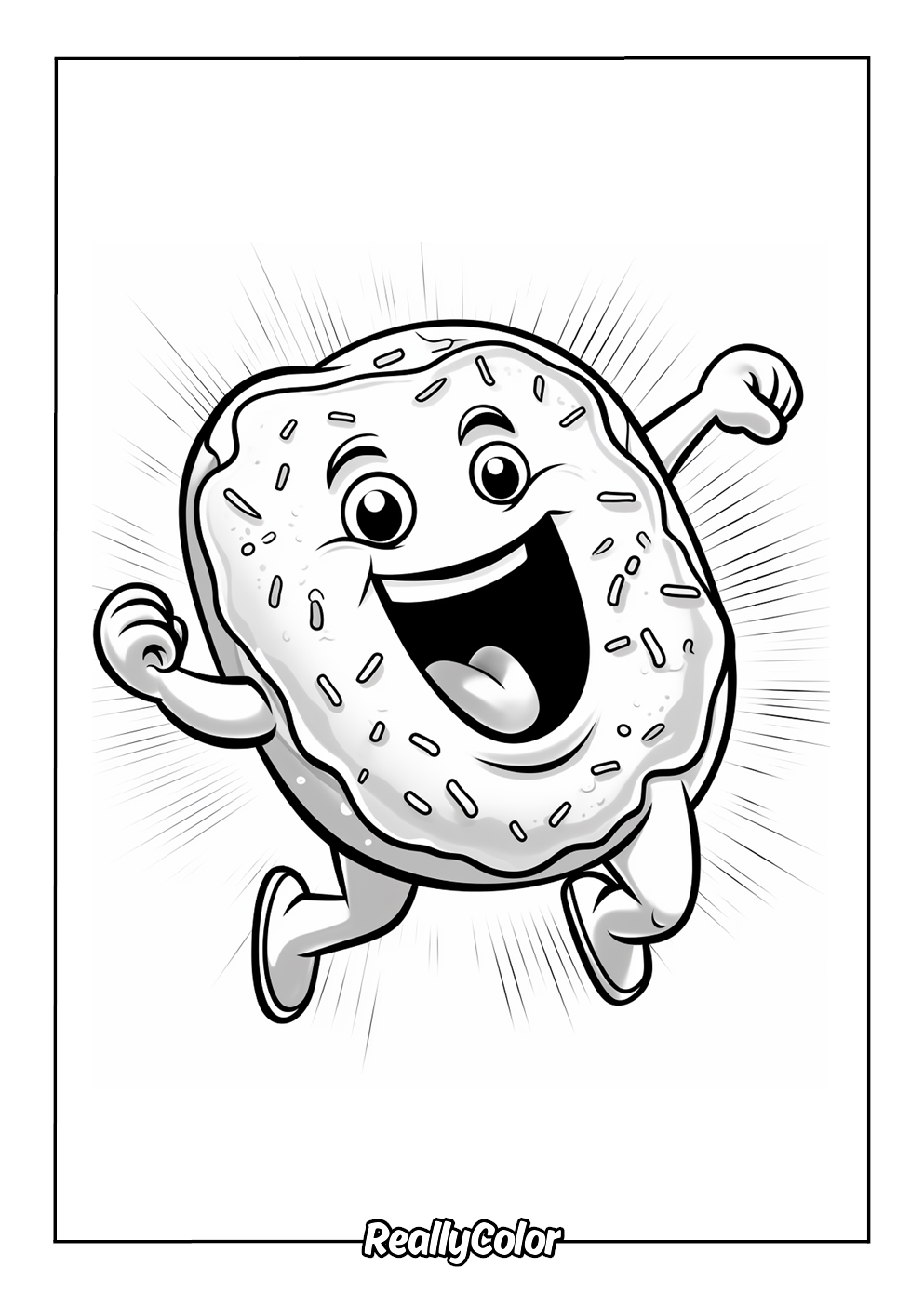 Kawaii donut coloring page
