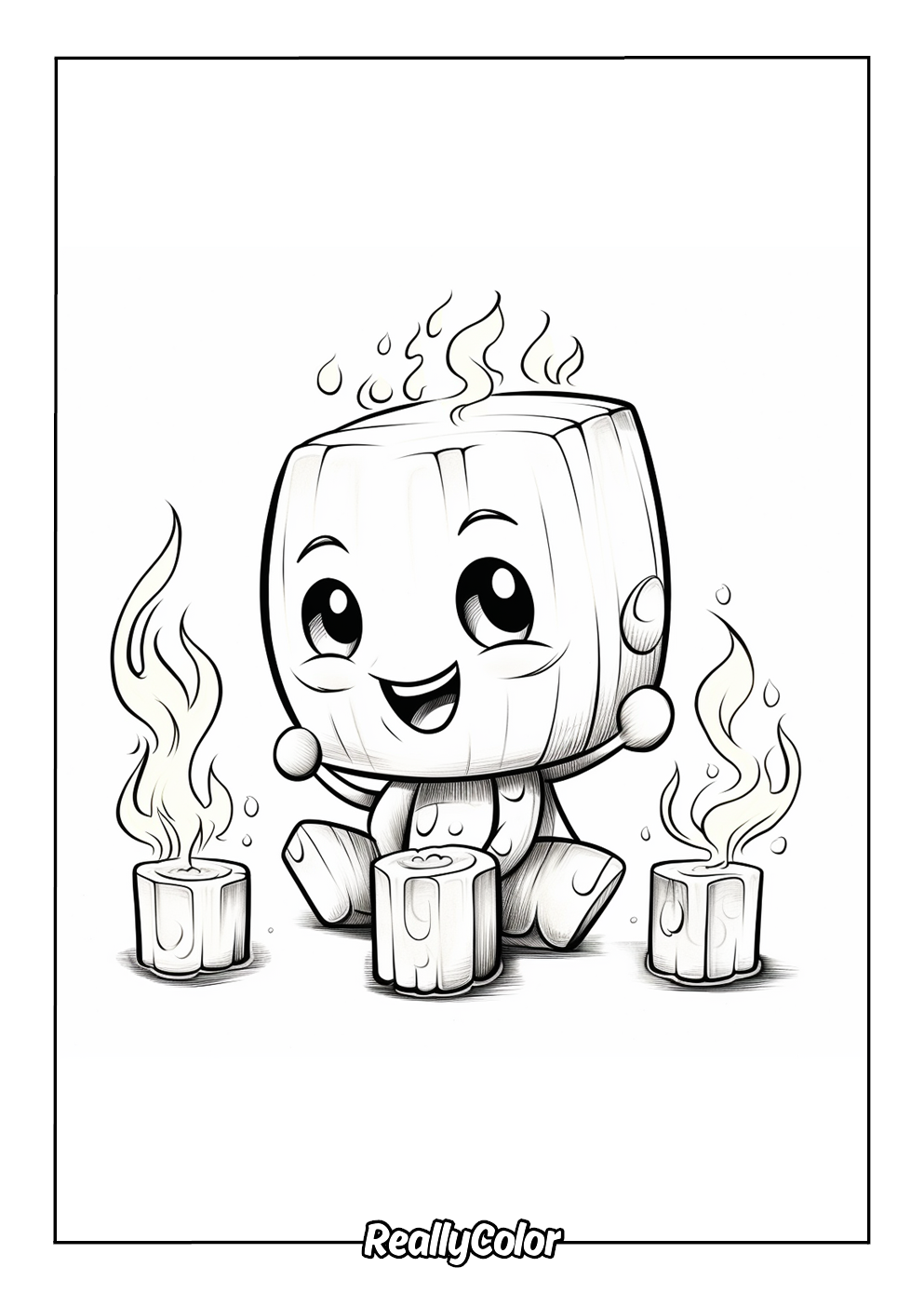 Kawaii marshmallows color page