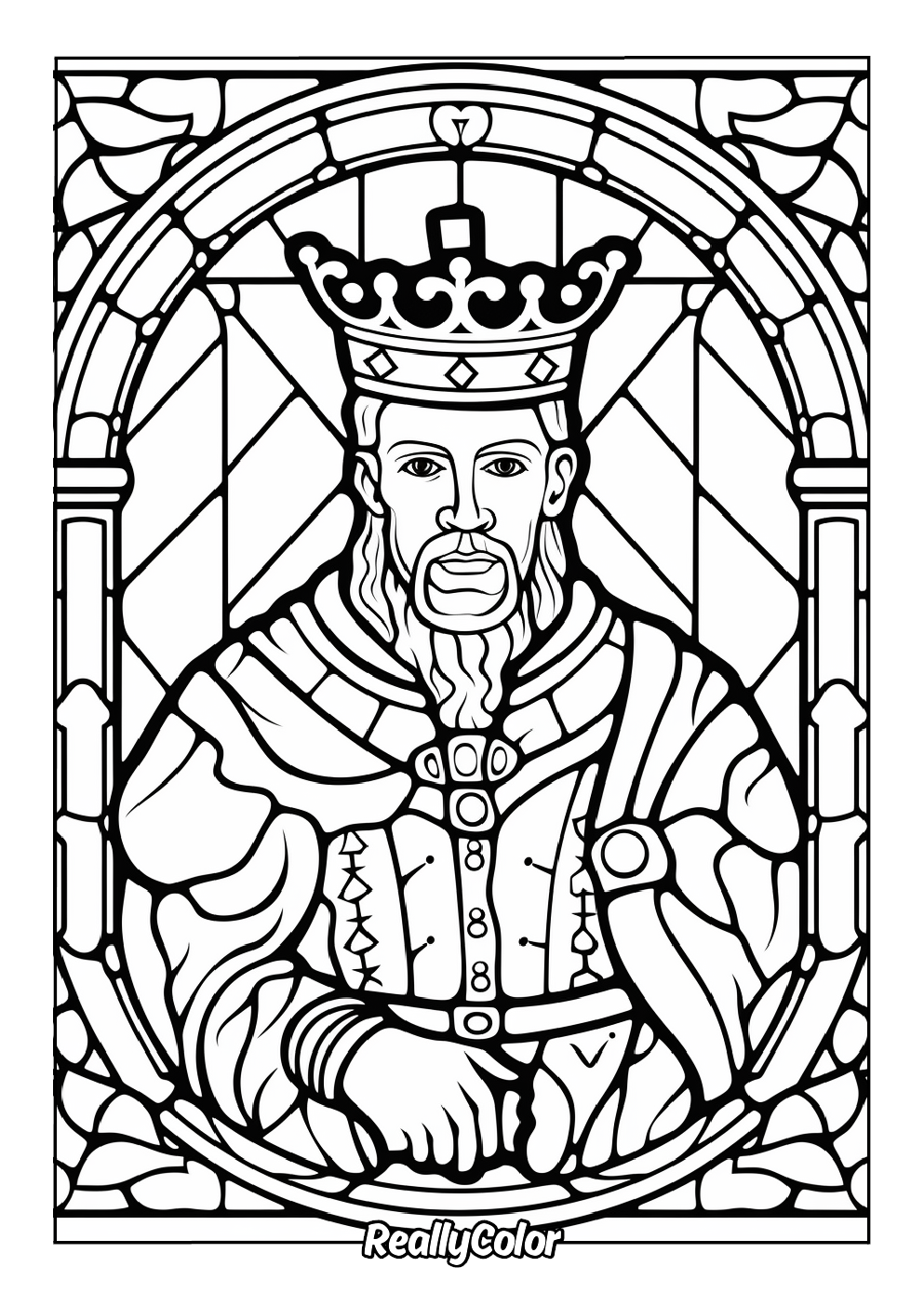 King Stained Glass Coloring Page