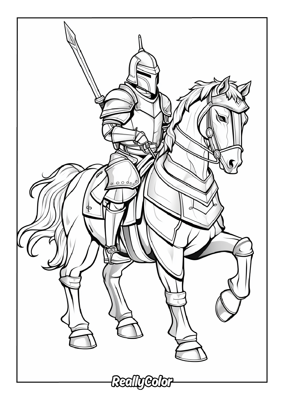 Knight coloring page for adults