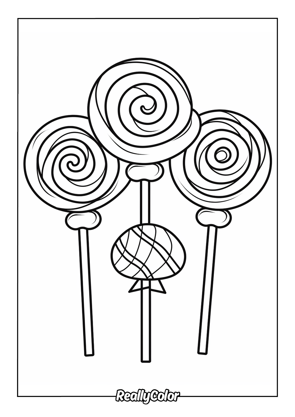 Lollipops easy coloring page for kids