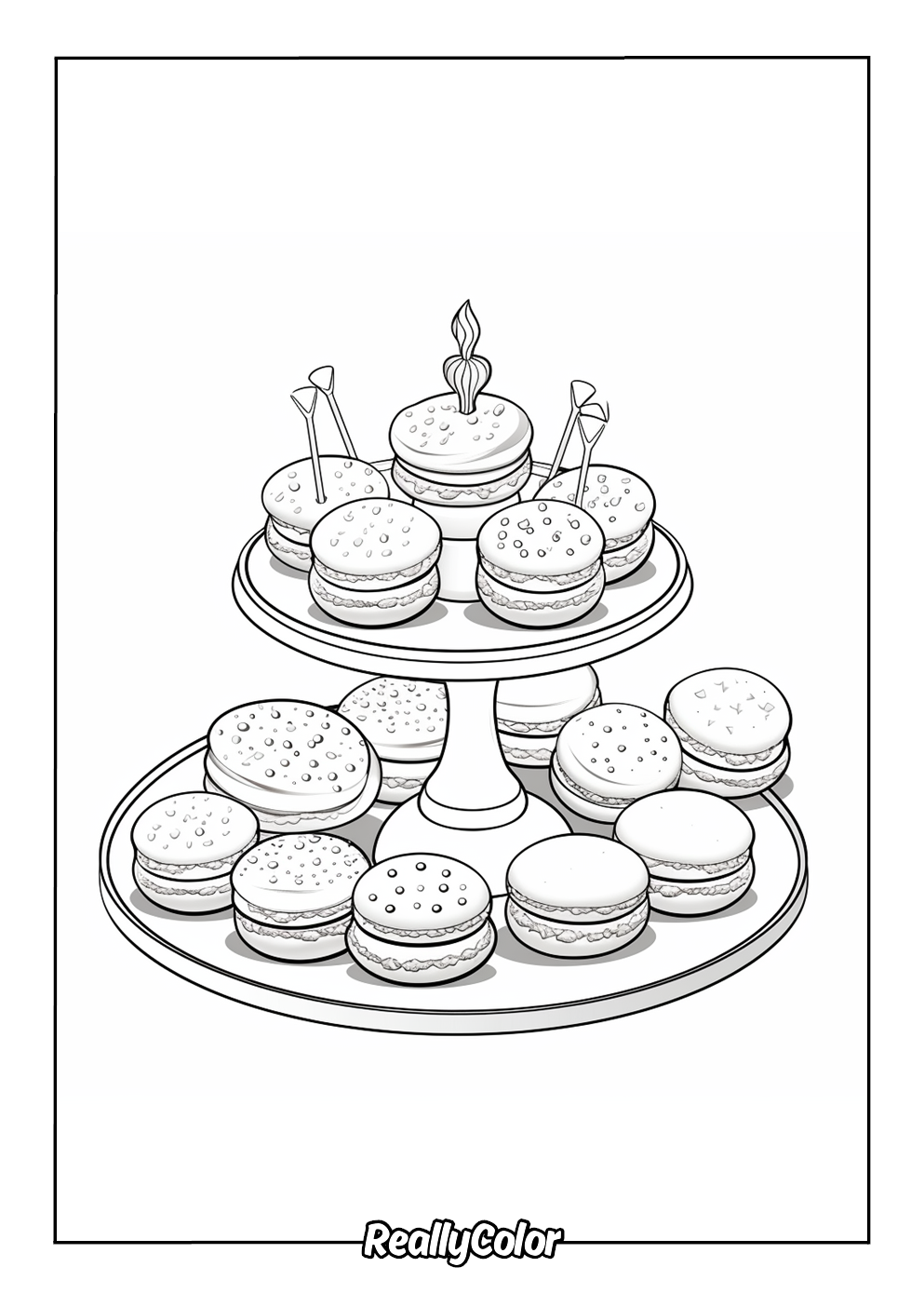 Macarons stand coloring page