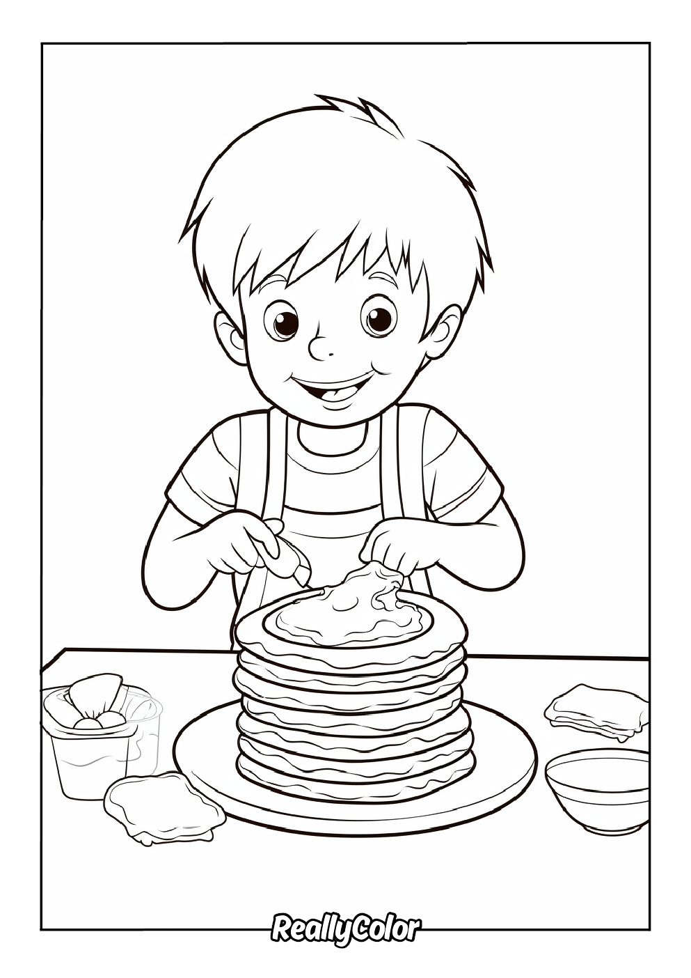 Pancake coloring page for kids