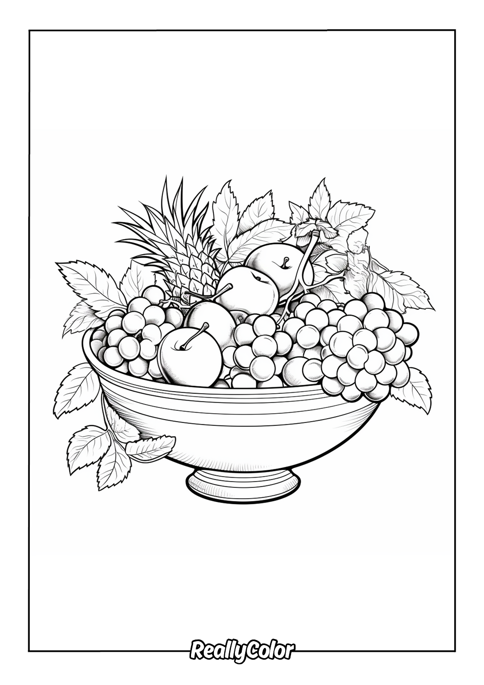 Picture of a fruit bowl to color