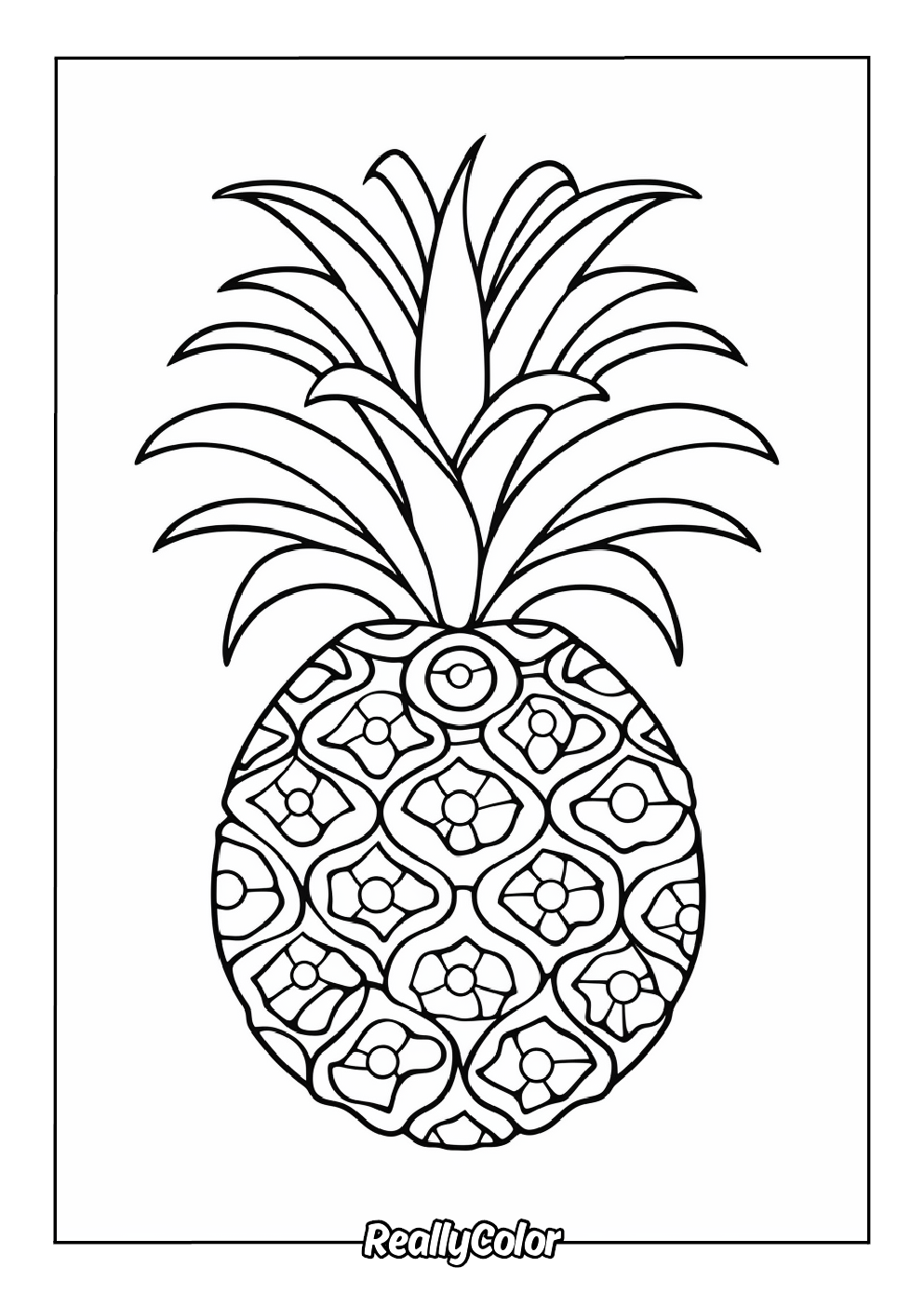 Pineapple with patterns fun coloring page