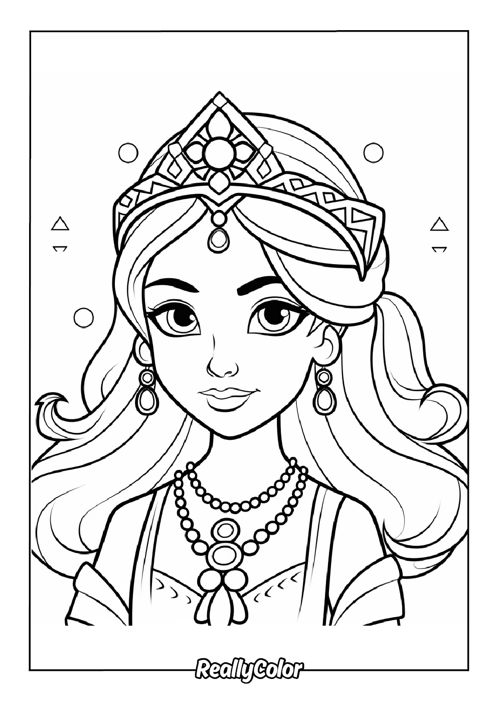 Princess jewels coloring page