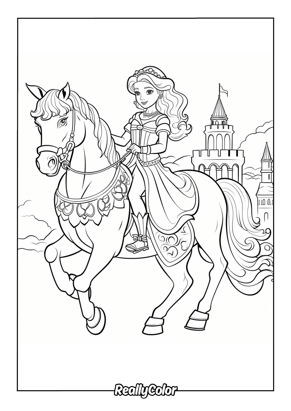 Princess riding on the royal horse