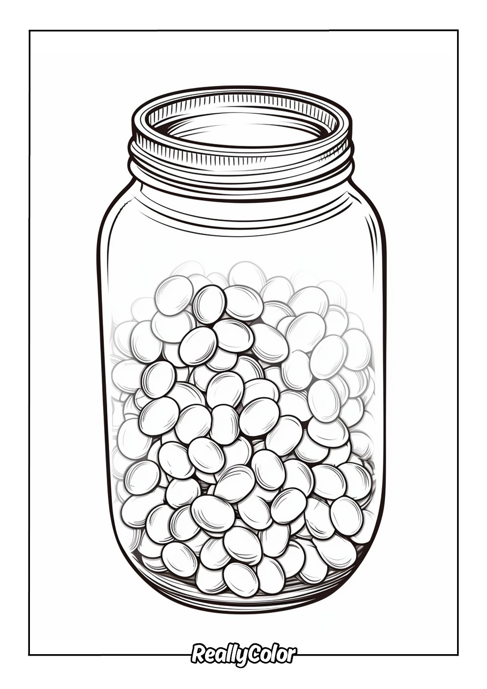 Printable color page of jelly beans jar