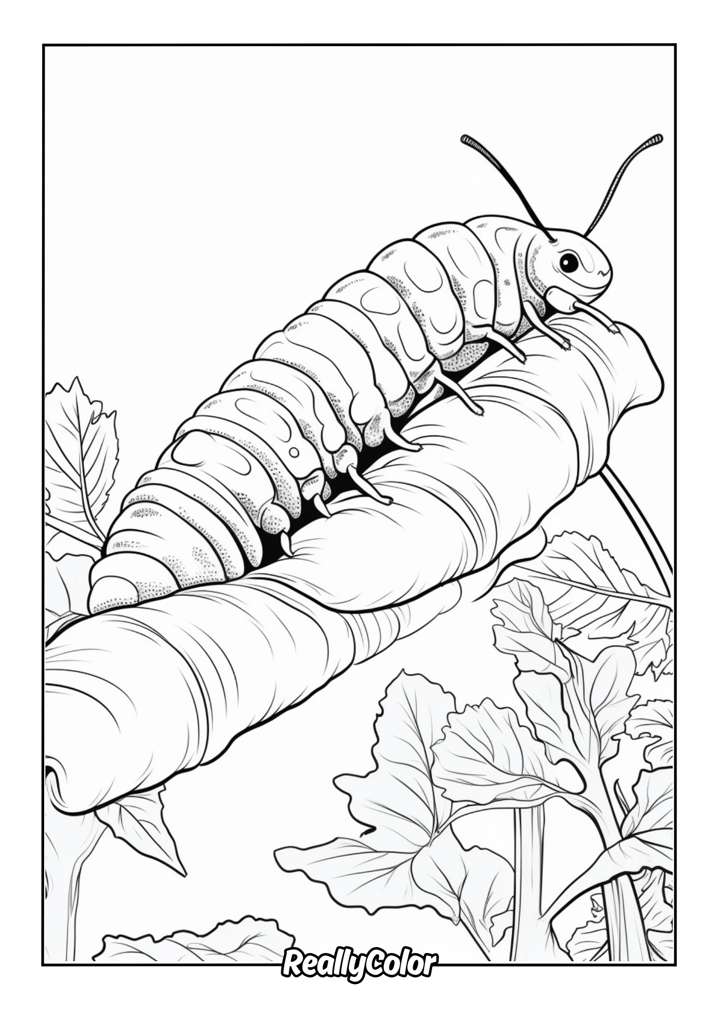 Printable coloring page of a caterpillar