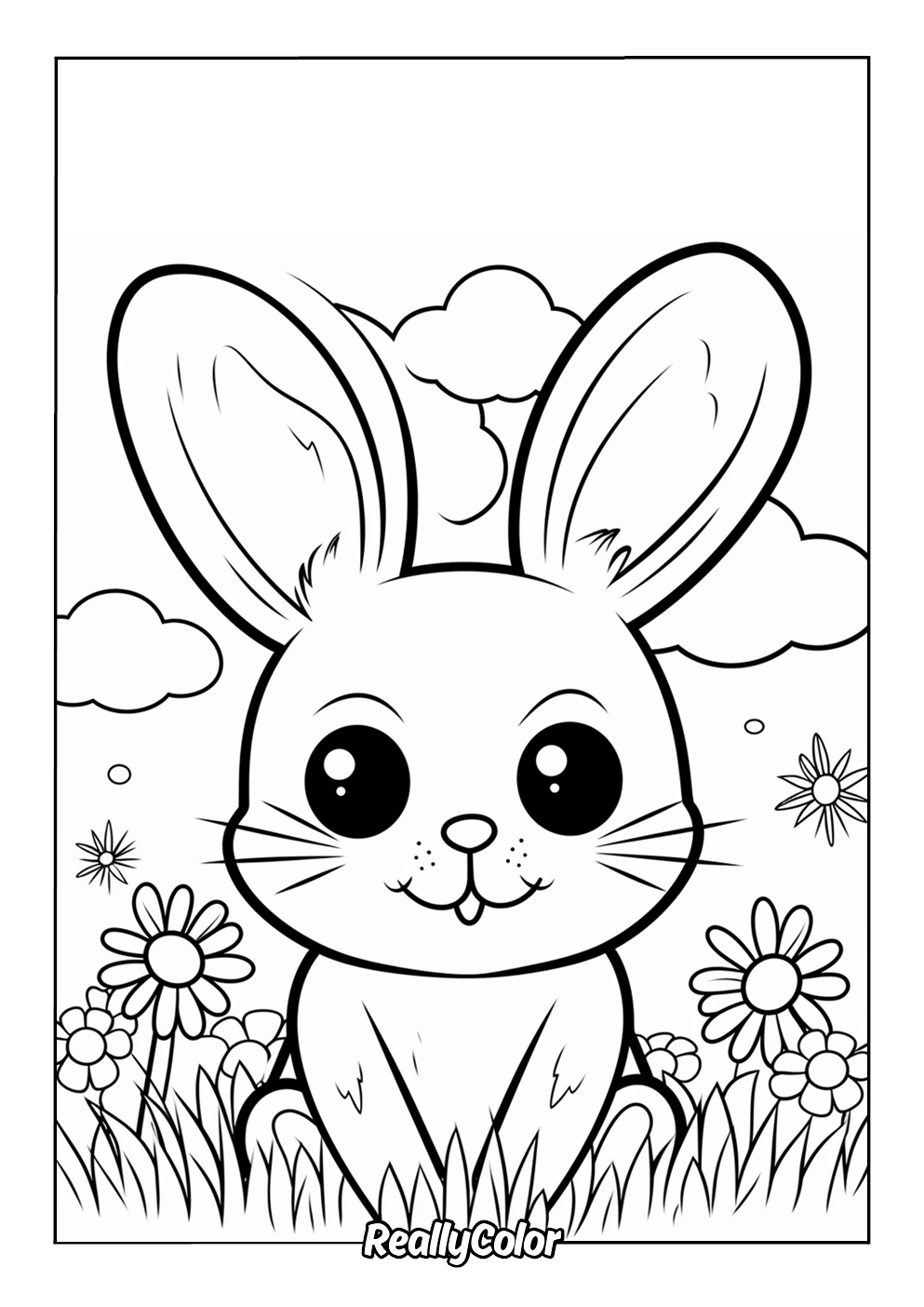 Printable coloring page of a charming bunny