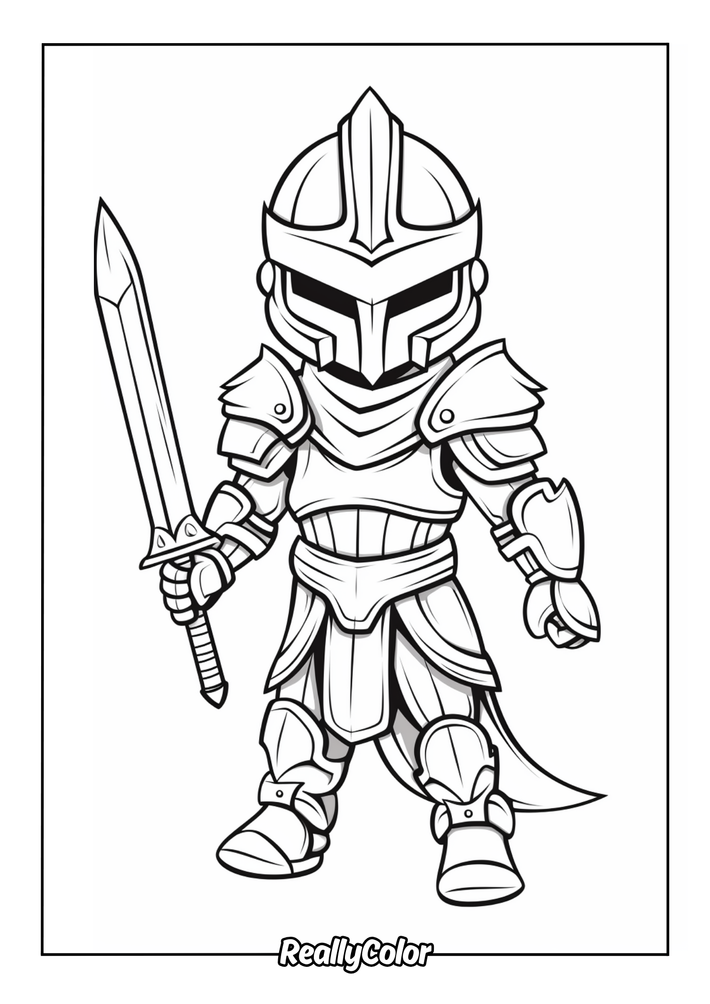 Printable coloring page of a knight