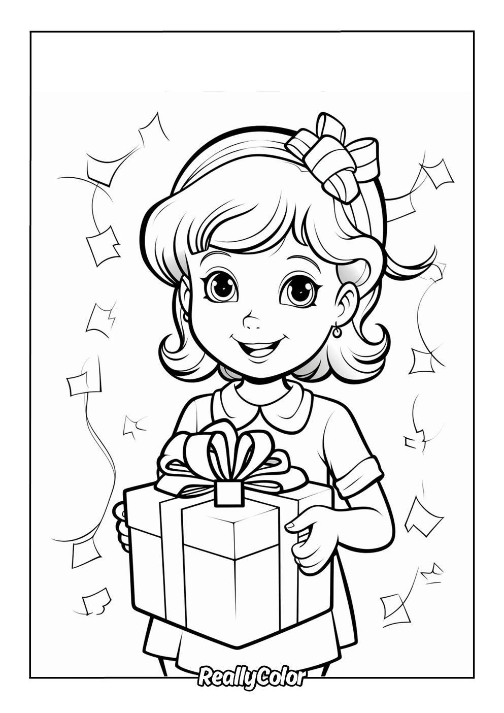 Printable coloring page of a present