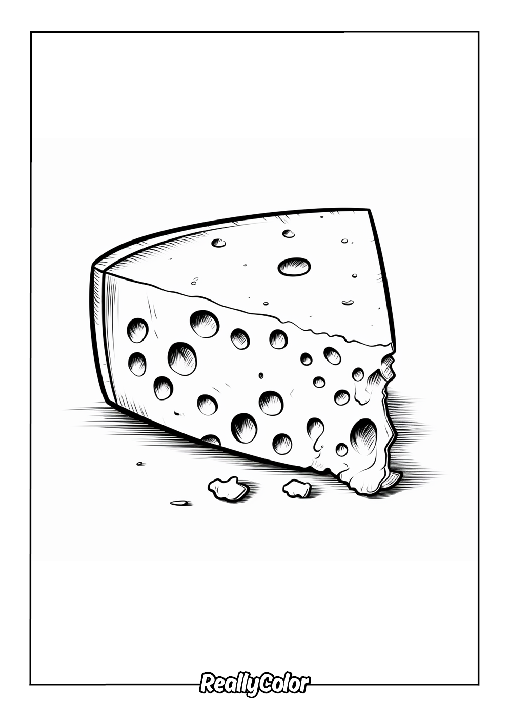 Printable coloring page of a swiss cheese