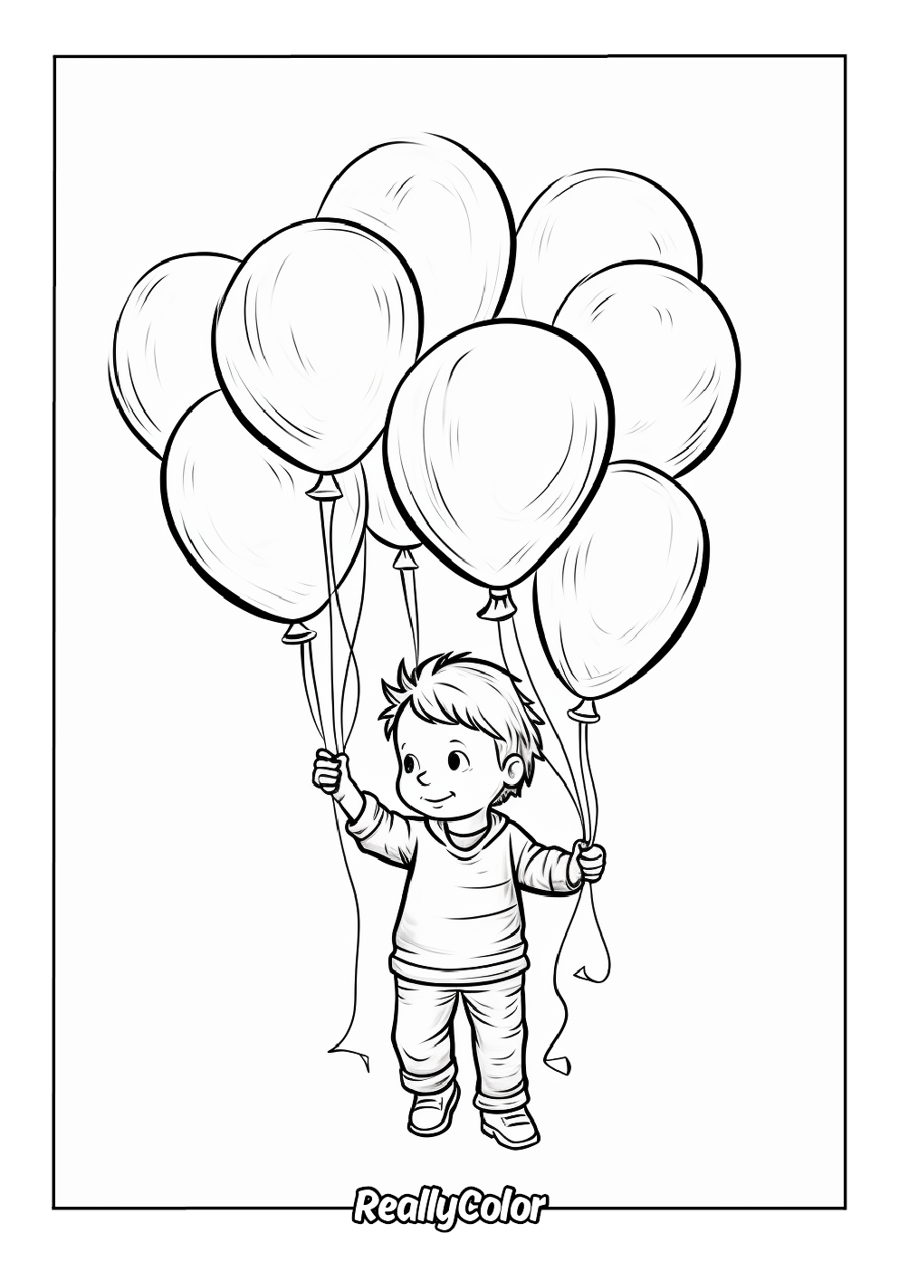 Printable coloring page of balloons